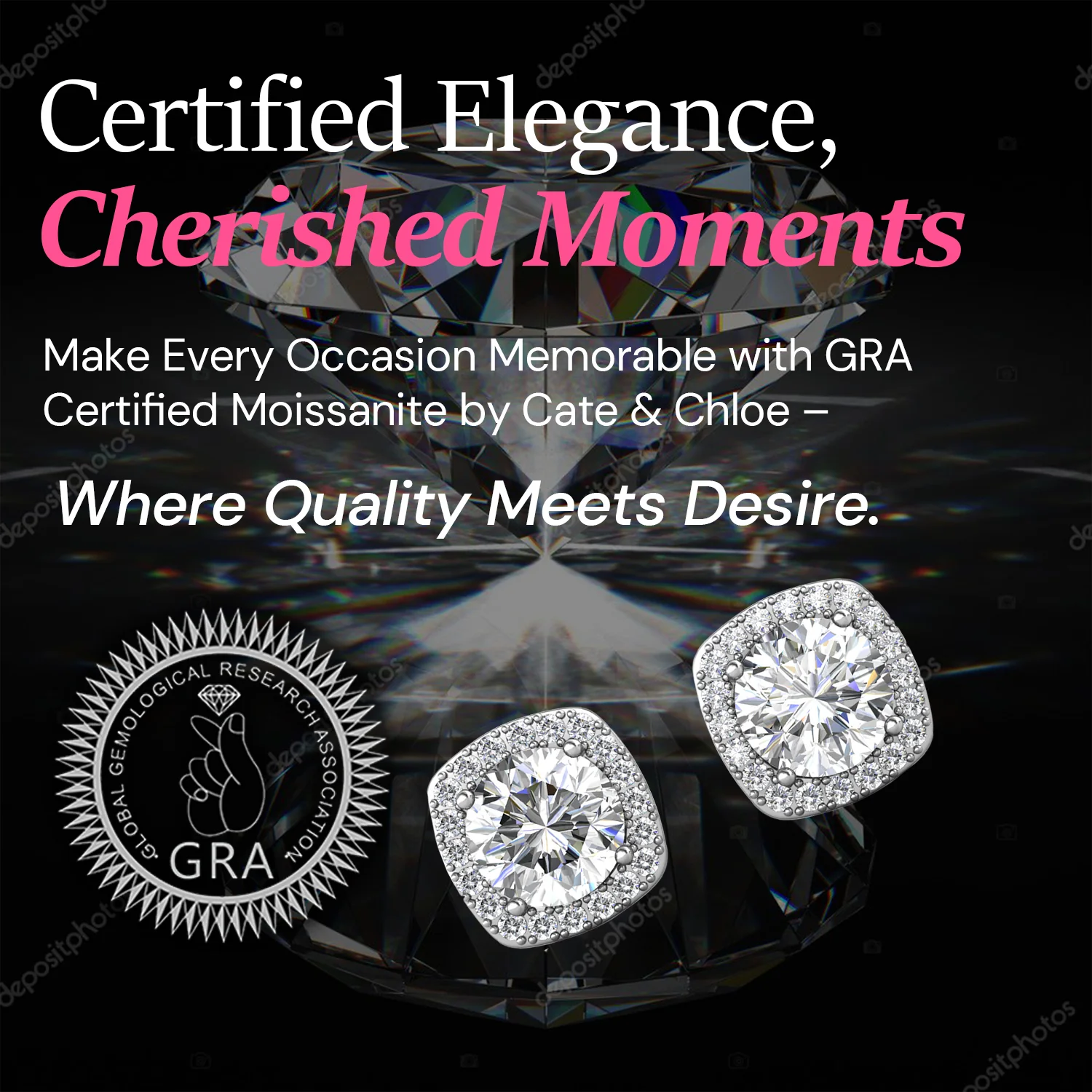 Moissanite by Cate & Chloe Hannah 18k Gold Plated 925 Sterling Silver Stud Earrings 1.16tcw - Image 5