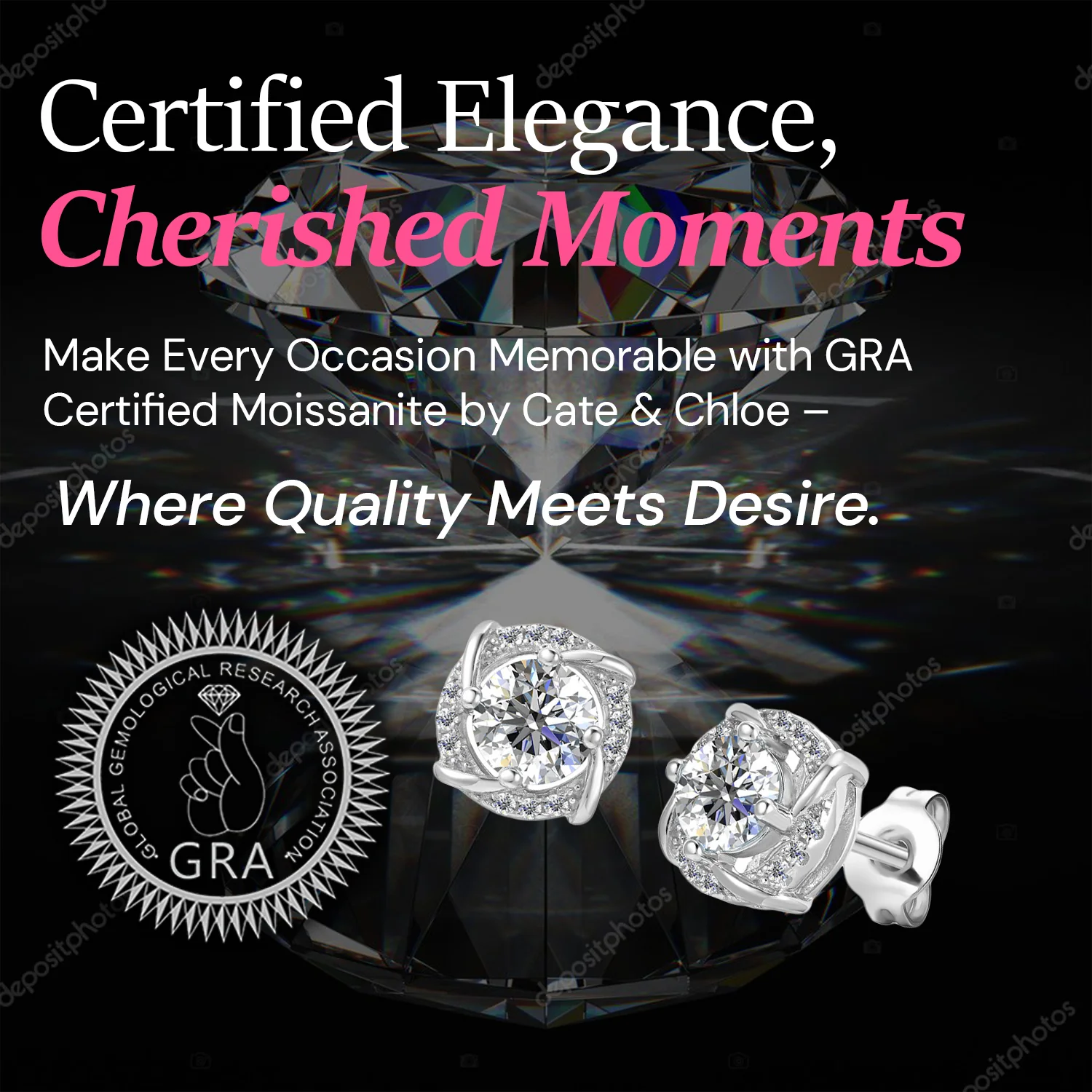 Moissanite by Cate & Chloe Jemma 18k Gold Plated 925 Sterling Silver Stud Earrings 1.12tcw - Image 6