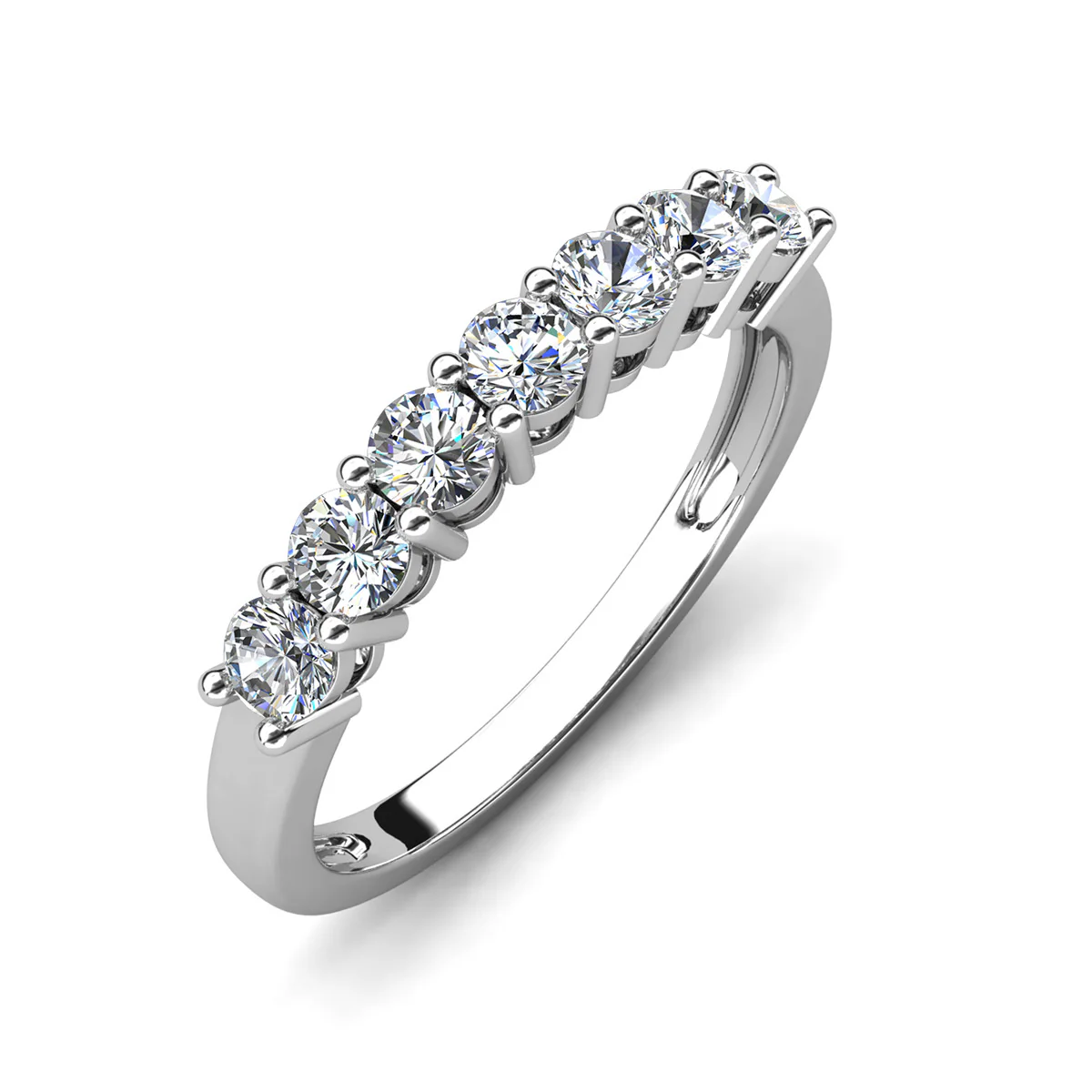 Moissanite by Cate & Chloe Josephine 0.77tcw Round Cut 925 Sterling Silver 18k White Gold Plated Wedding Band - Image 10