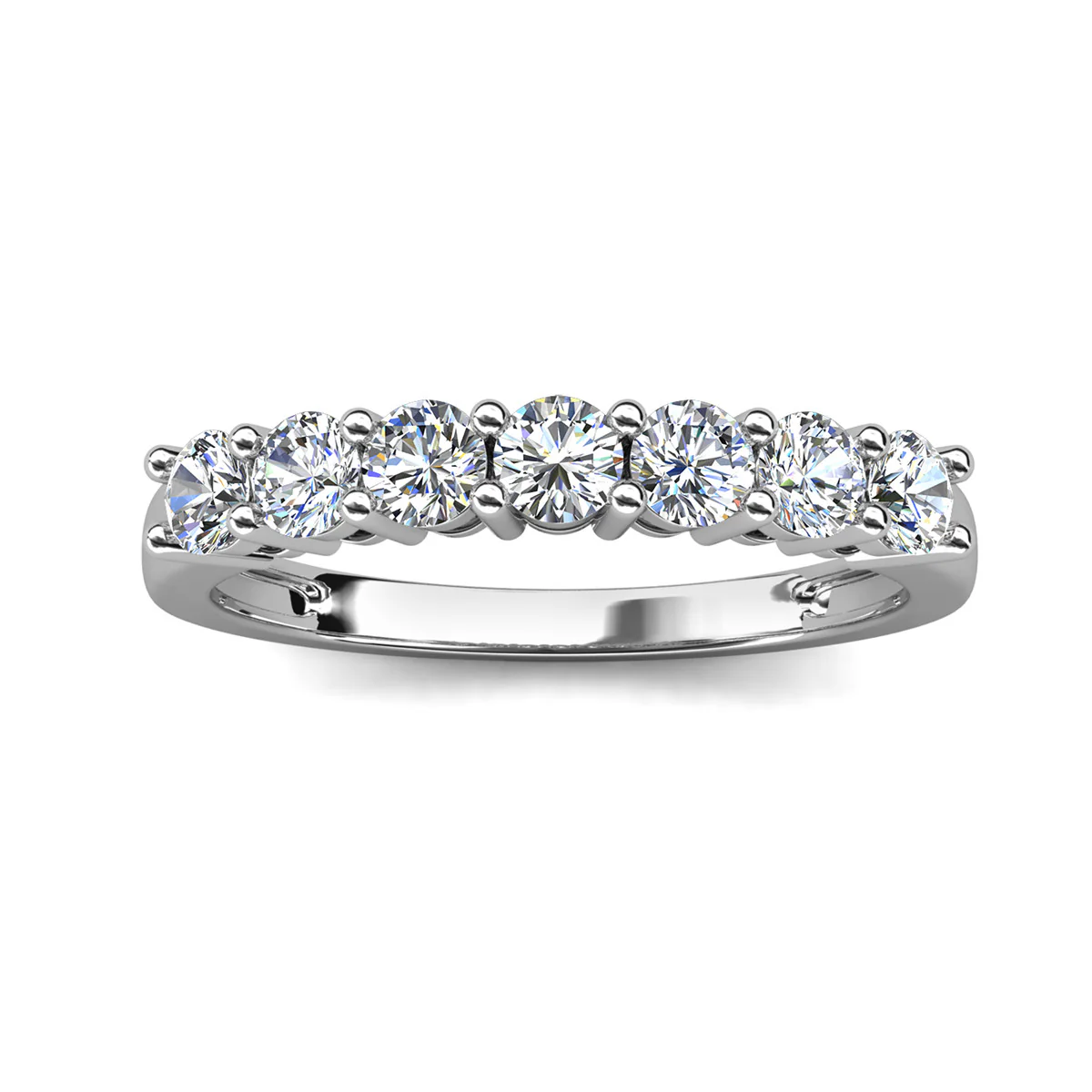 Moissanite by Cate & Chloe Josephine 0.77tcw Round Cut 925 Sterling Silver 18k White Gold Plated Wedding Band - Image 9