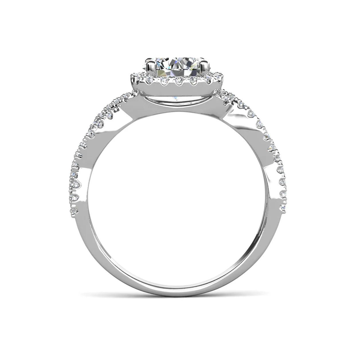 Moissanite by Cate & Chloe Octavia 1.15ctw Round Cut 925 Sterling Silver 18k White Gold Plated Forever Engagement Ring - Image 11