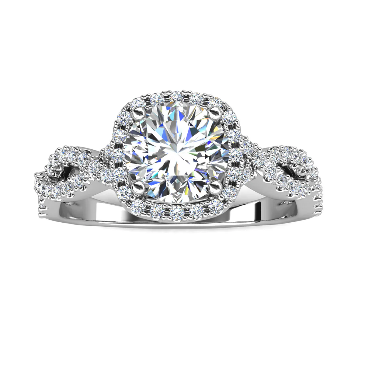 Moissanite by Cate & Chloe Octavia 1.15ctw Round Cut 925 Sterling Silver 18k White Gold Plated Forever Engagement Ring - Image 9