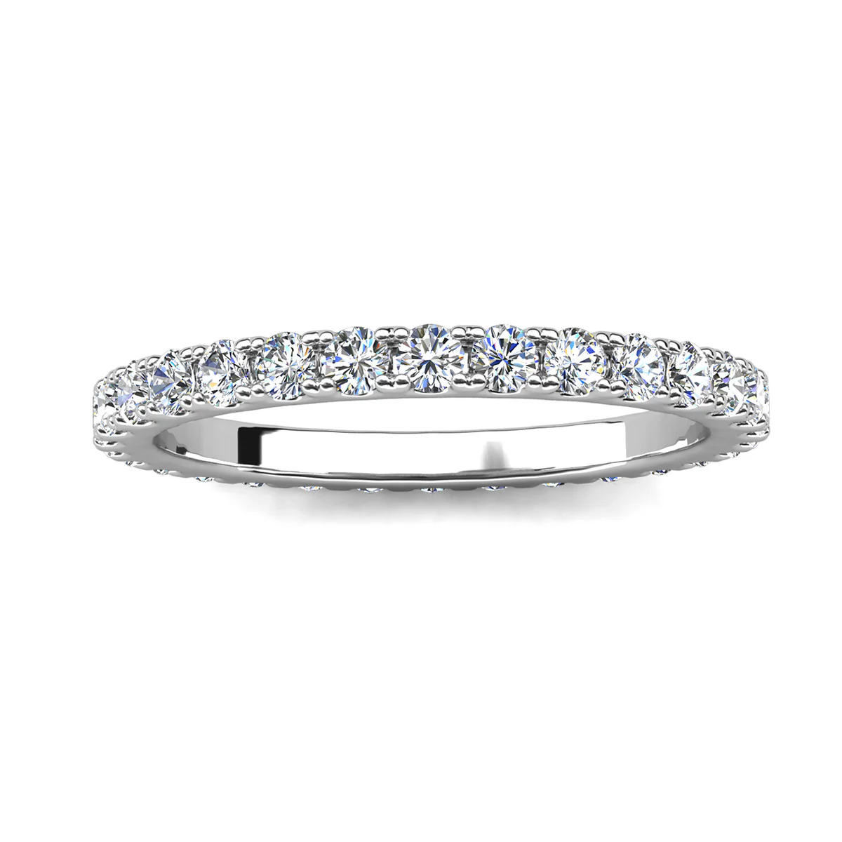 Moissanite by Cate & Chloe Sadie 0.9tcw Round Cut 925 Sterling Silver 18k White Gold Plated Wedding Band - Image 9