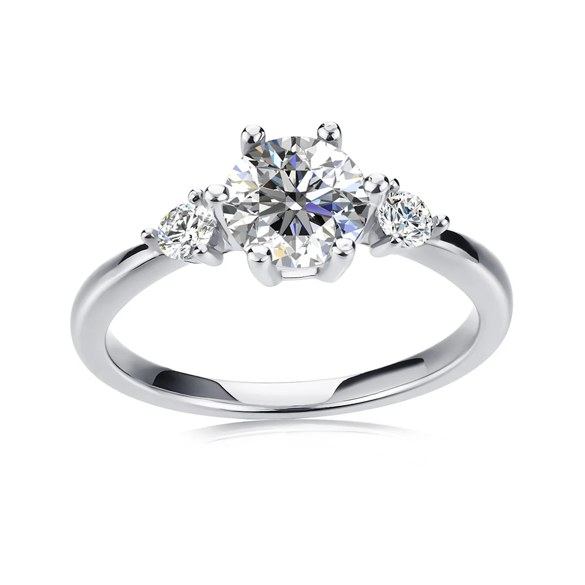 Moissanite by Cate & Chloe Sarah 1.22tcw Round Cut 925 Sterling Silver 18k White Gold Plated Engagement Ring - Image 10
