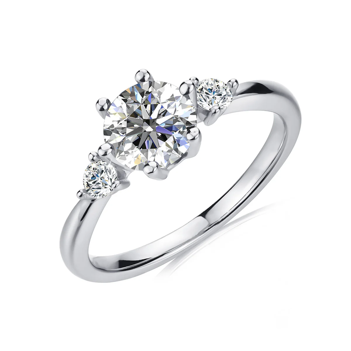 Moissanite by Cate & Chloe Sarah 1.22tcw Round Cut 925 Sterling Silver 18k White Gold Plated Engagement Ring - Image 11