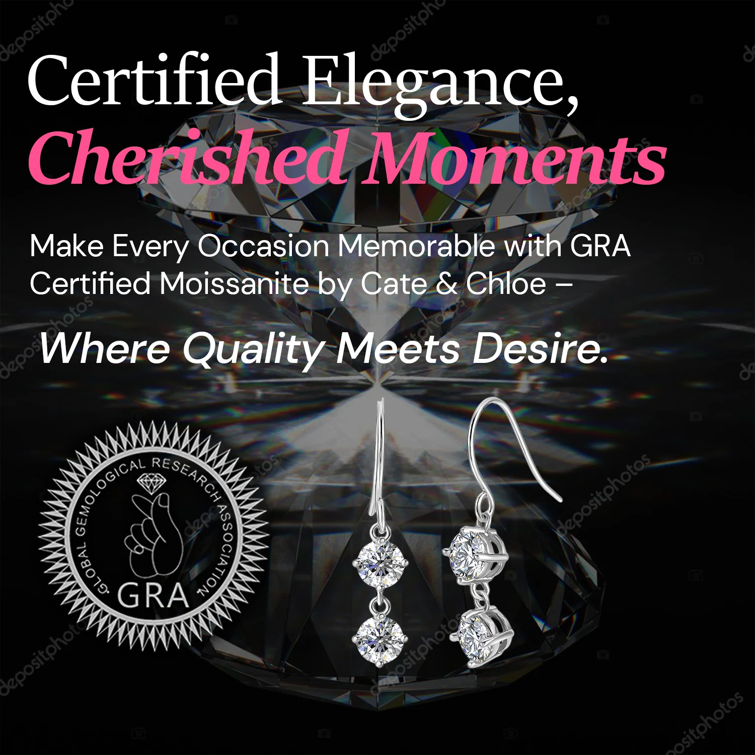 Moissanite by Cate & Chloe Talia 18k Gold Plated 925 Sterling Silver Dangle Earrings 2.0tcw - Image 6