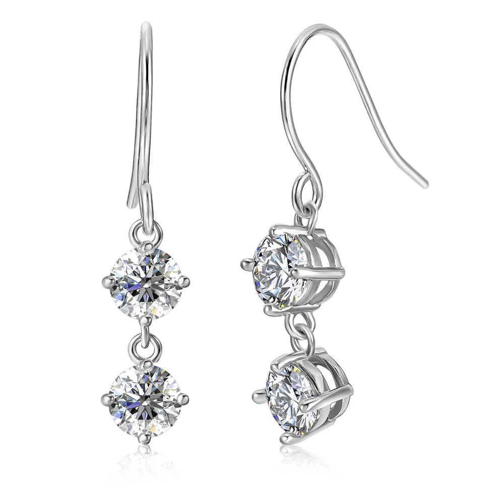 Moissanite by Cate & Chloe Talia 18k Gold Plated 925 Sterling Silver Dangle Earrings 2.0tcw - Image 9