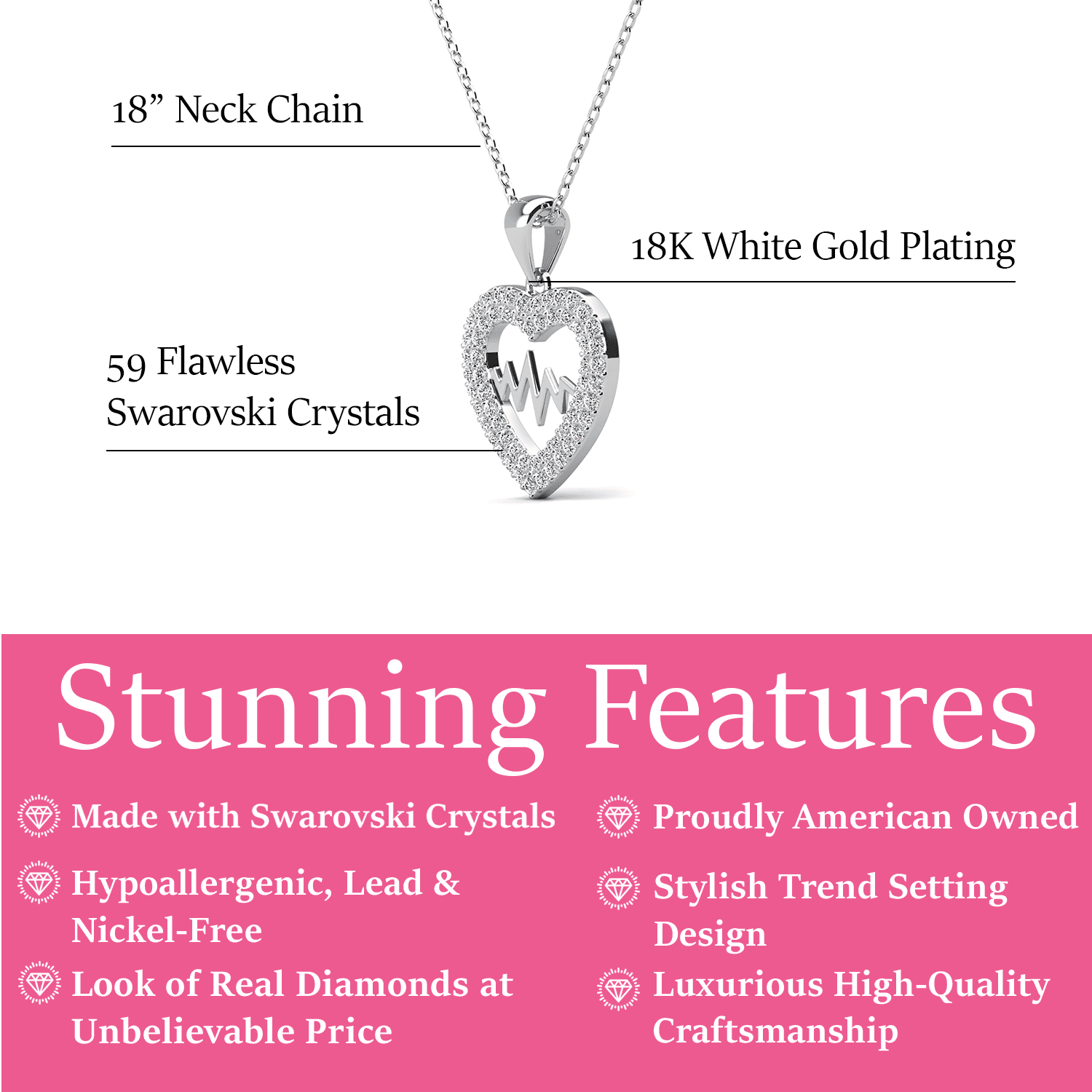 Molly 18k White Gold Plated Heart Necklace with Swarovski Crystals & Heartfelt Message for Daughter - Image 4