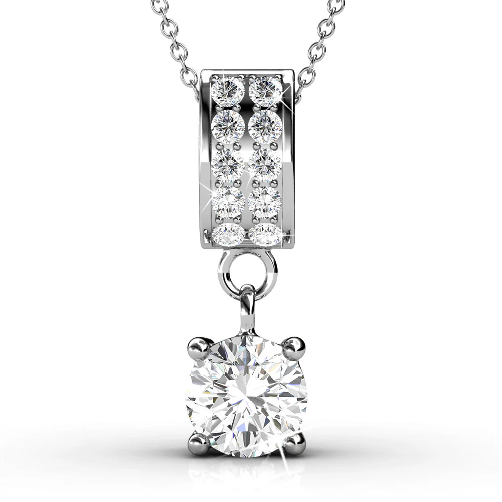 Monroe 18k White Gold Pendant Necklace with Round Cut Swarovski Crystals