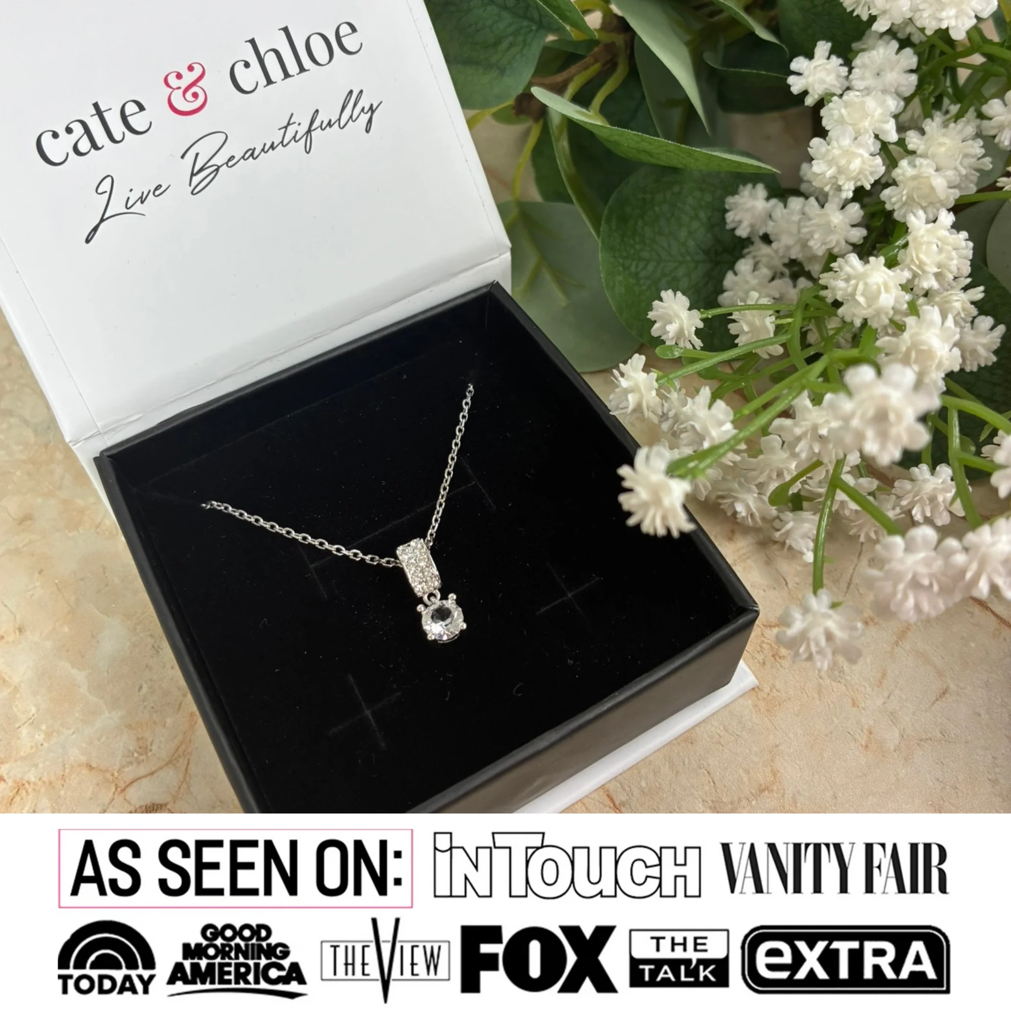 Monroe 18k White Gold Pendant Necklace with Round Cut Swarovski Crystals - Image 2