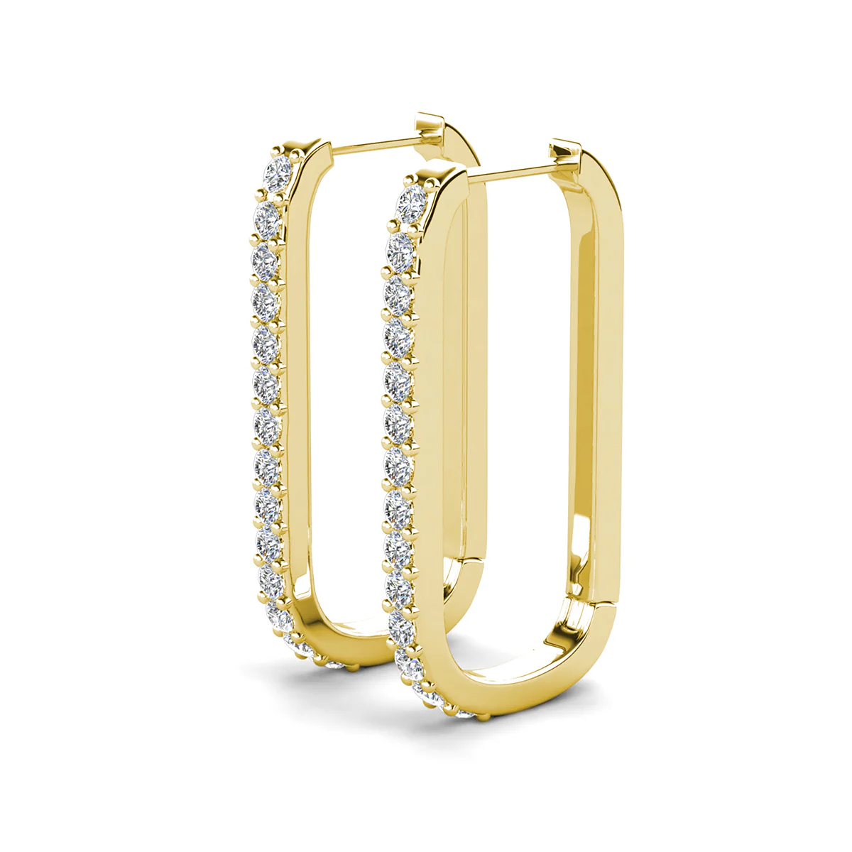Nadia 18k White Gold Plated 24mm Hoop Earrings with Swarovski Crystals - Image 13
