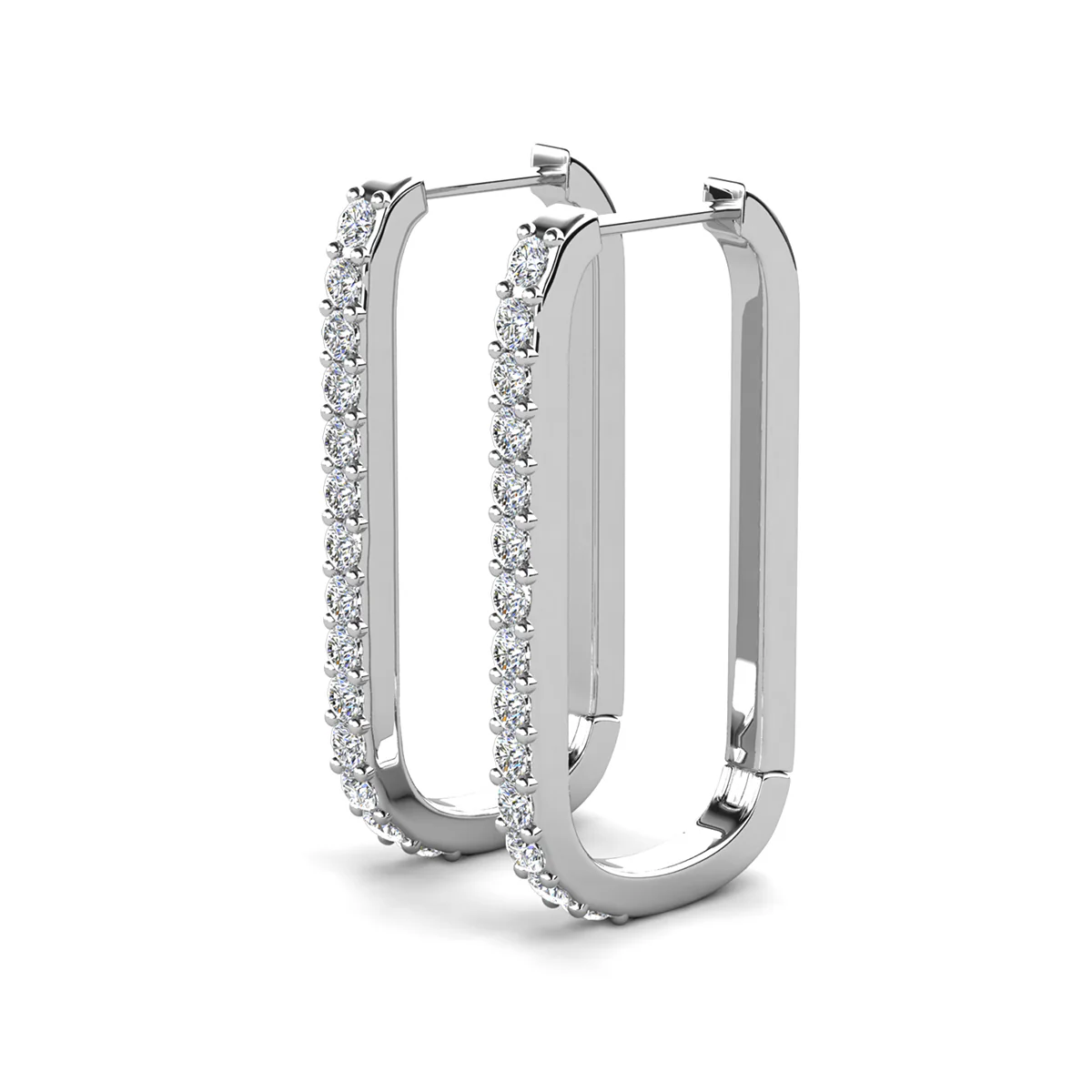Nadia 18k White Gold Plated 24mm Hoop Earrings with Swarovski Crystals - Image 8