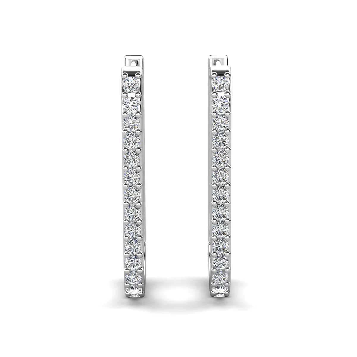 Nadia 18k White Gold Plated 24mm Hoop Earrings with Swarovski Crystals - Image 9