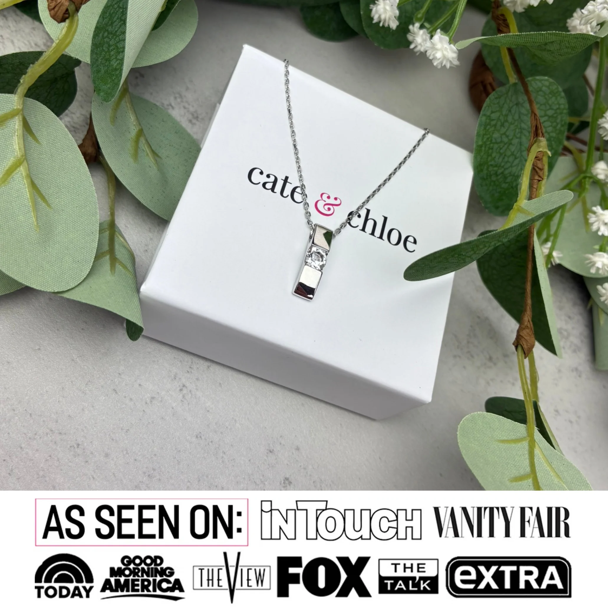 Nailea 18k White Gold Plated Pendant Necklace with Swarovski Crystals - Image 2