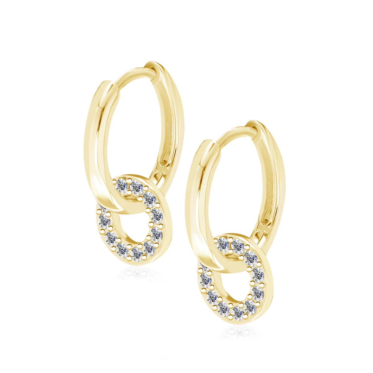 Nala 18k White Gold Plated 14mm Hoop Earrings with Swarovski Crystals - Image 14