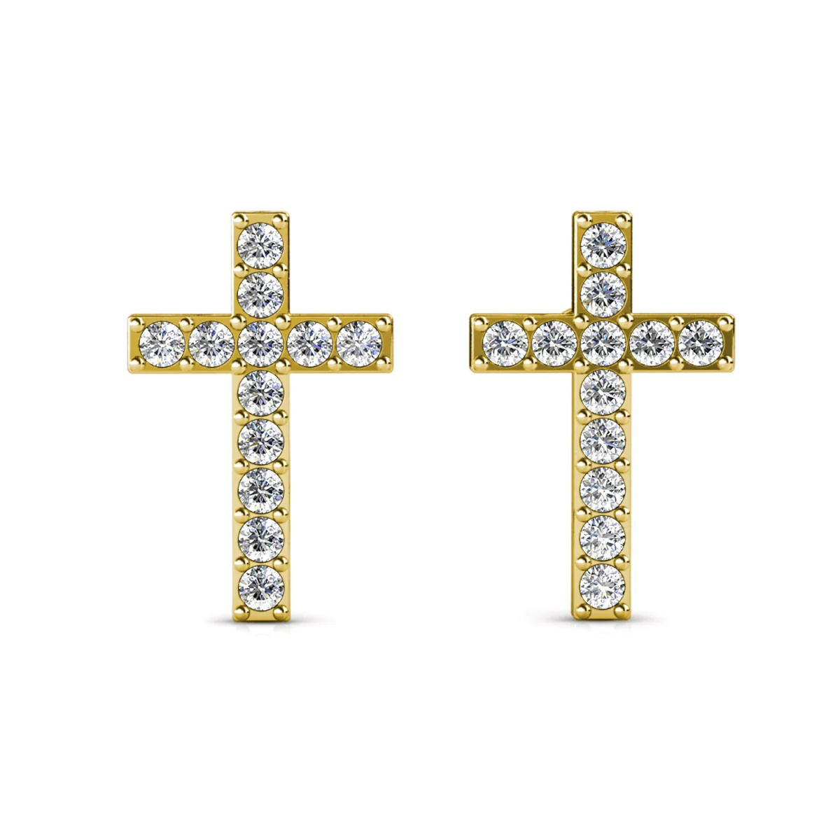 Nayeli 18k White Gold Plated Silver Cross Stud Earrings with Swarovski Crystals - Image 10