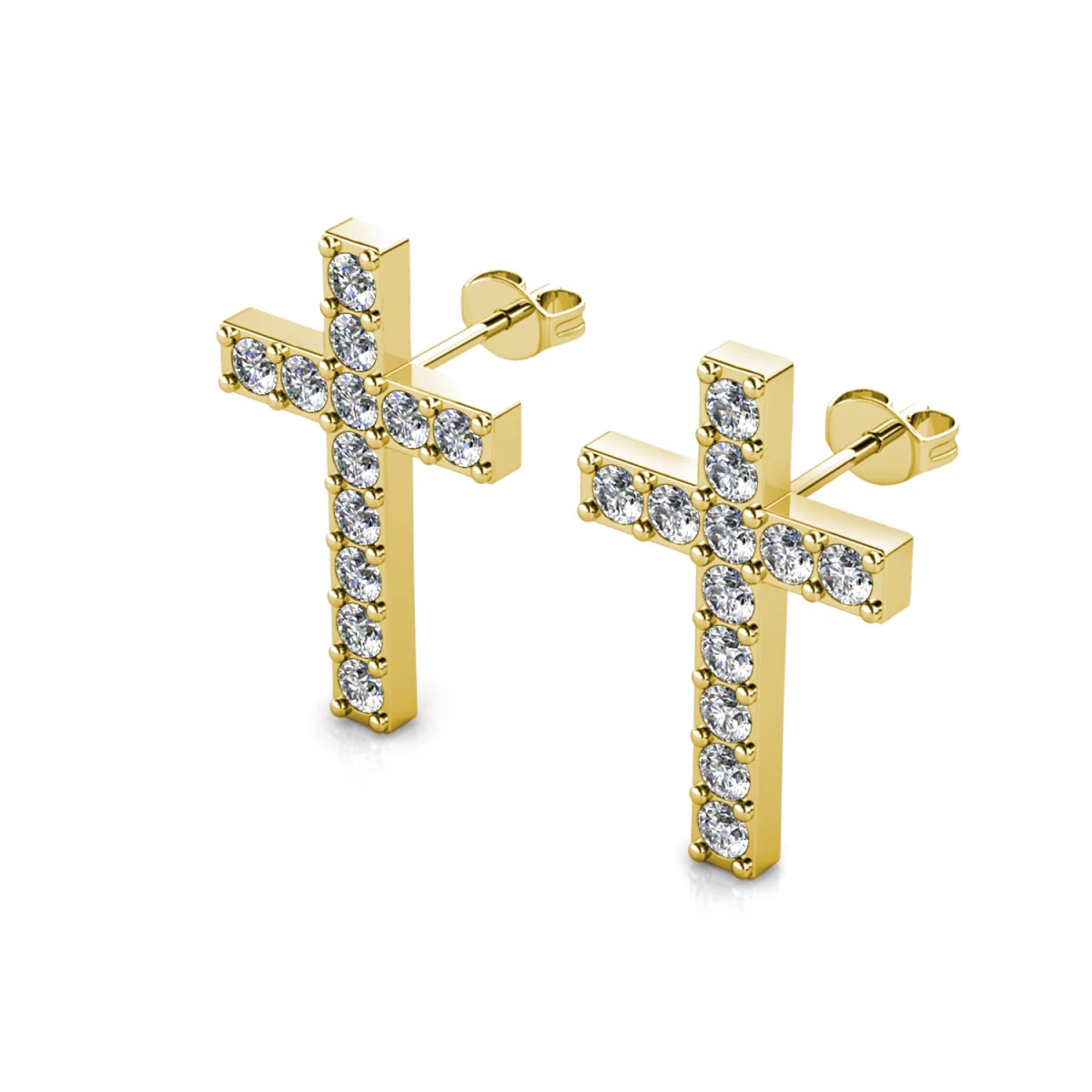 Nayeli 18k White Gold Plated Silver Cross Stud Earrings with Swarovski Crystals - Image 12