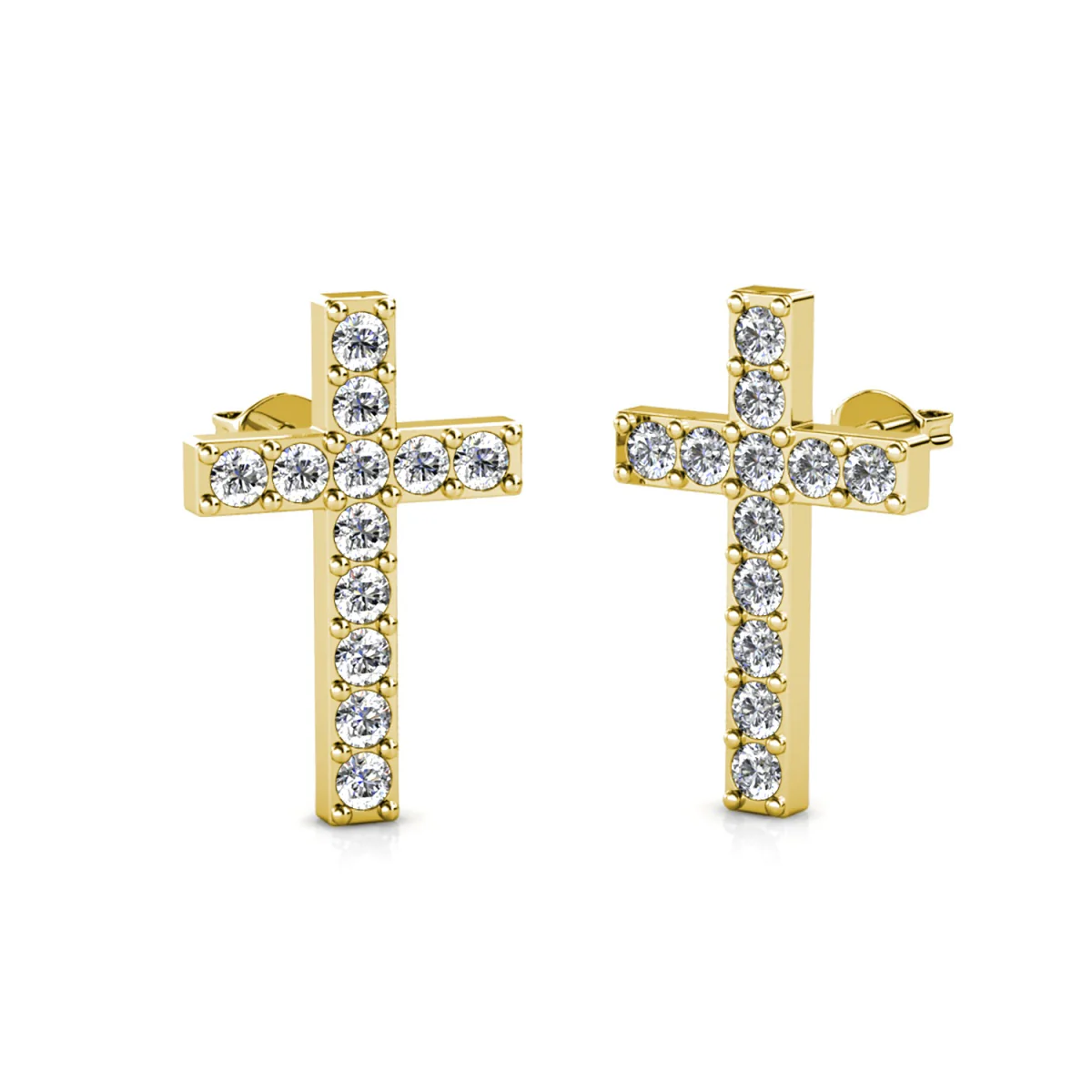 Nayeli 18k White Gold Plated Silver Cross Stud Earrings with Swarovski Crystals - Image 13