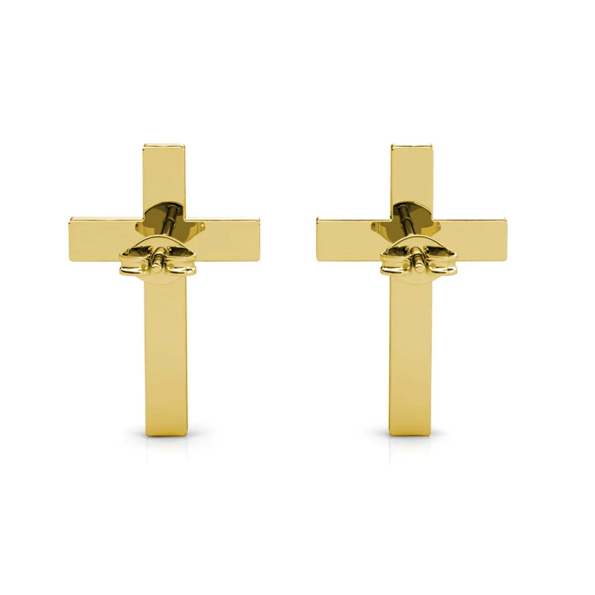 Nayeli 18k White Gold Plated Silver Cross Stud Earrings with Swarovski Crystals - Image 14