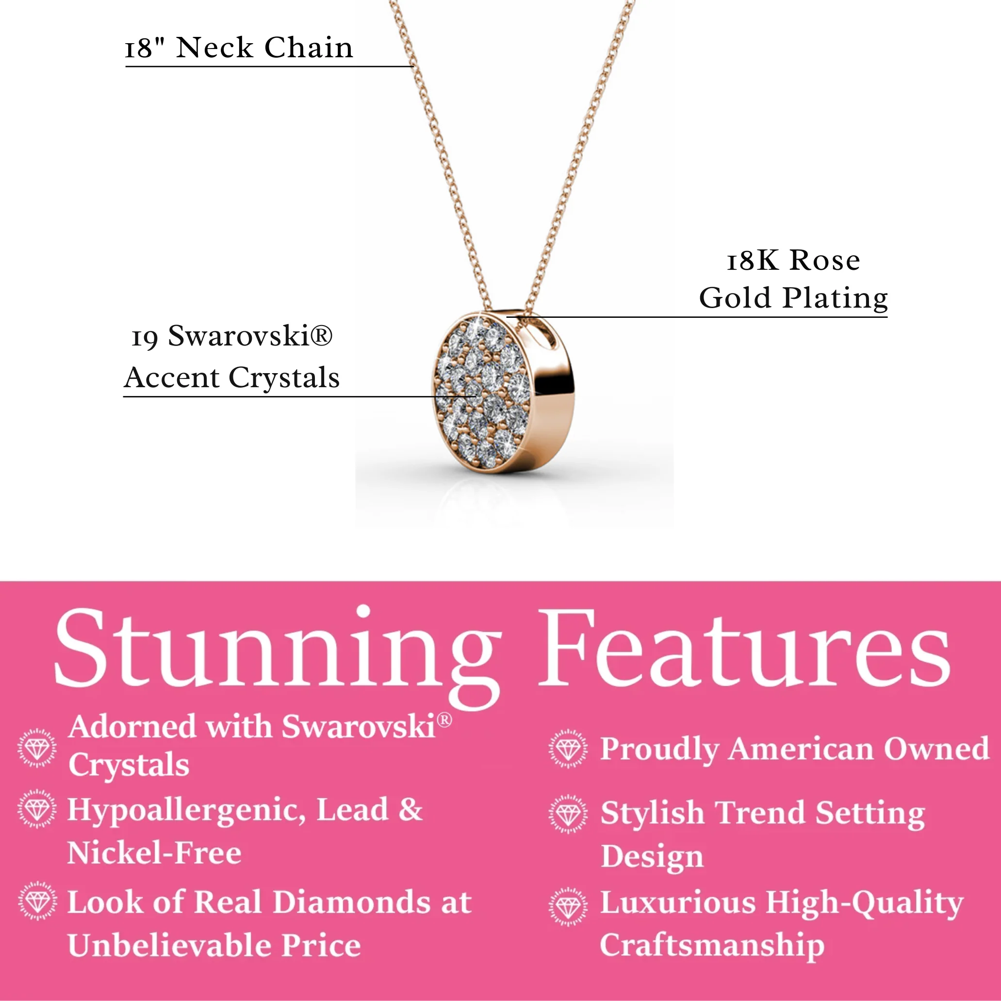 Nelly 18k White Gold Plated Pave Pendant Necklace with Swarovski Crystals - Image 10