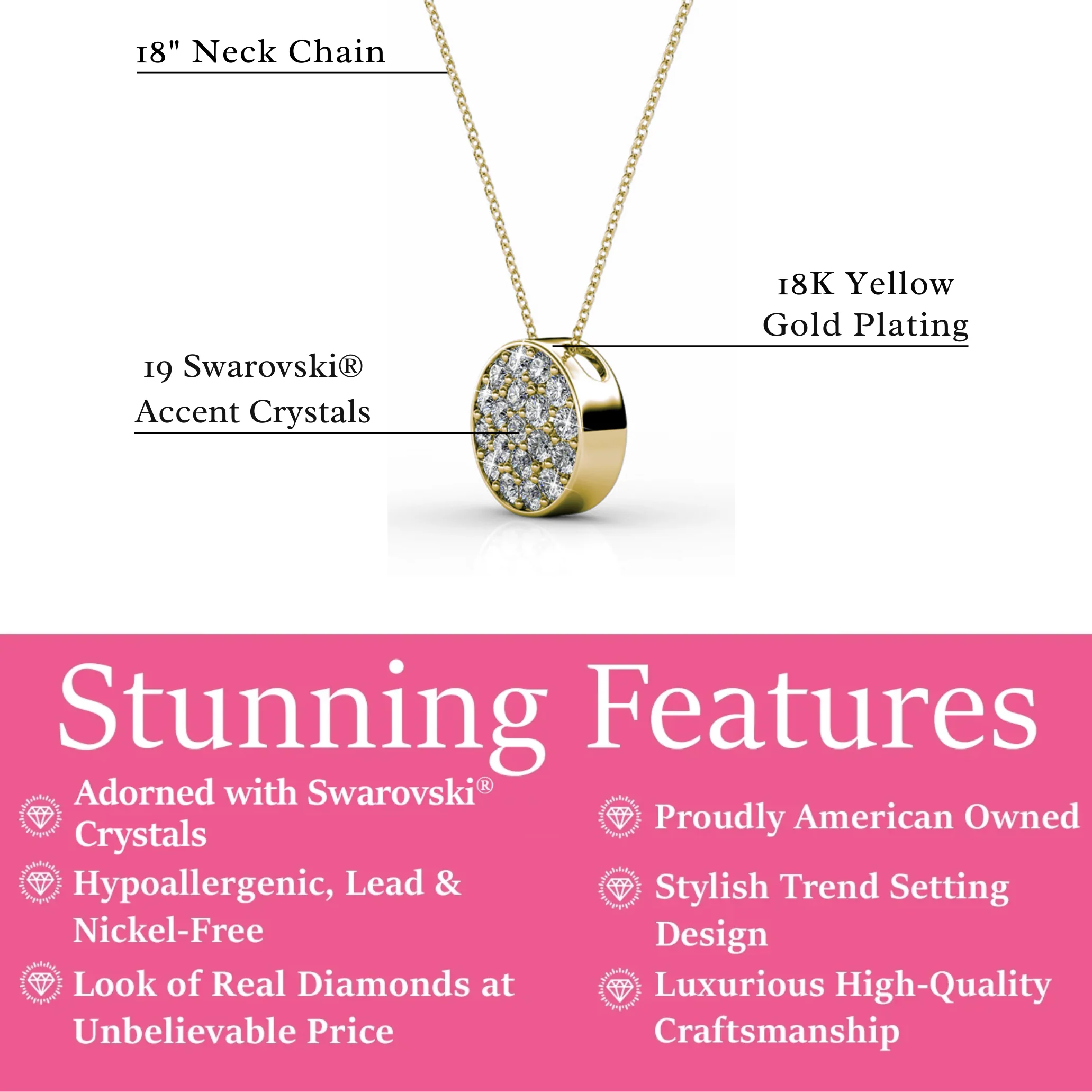 Nelly 18k White Gold Plated Pave Pendant Necklace with Swarovski Crystals - Image 13