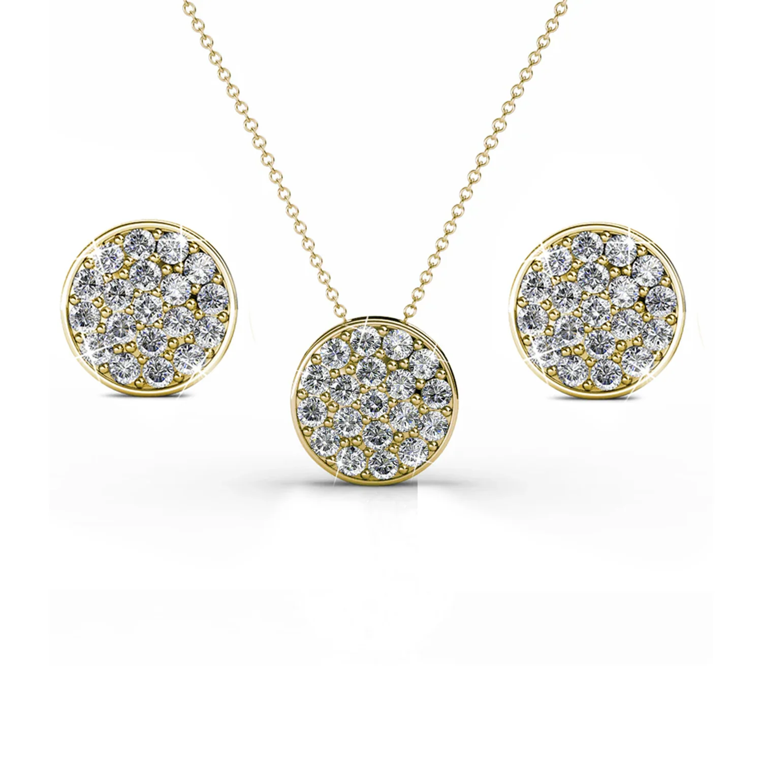 Nelly 18k White Gold Pave Stud Necklace and Earrings Jewelry Set with Swarovski Crystals - Image 7