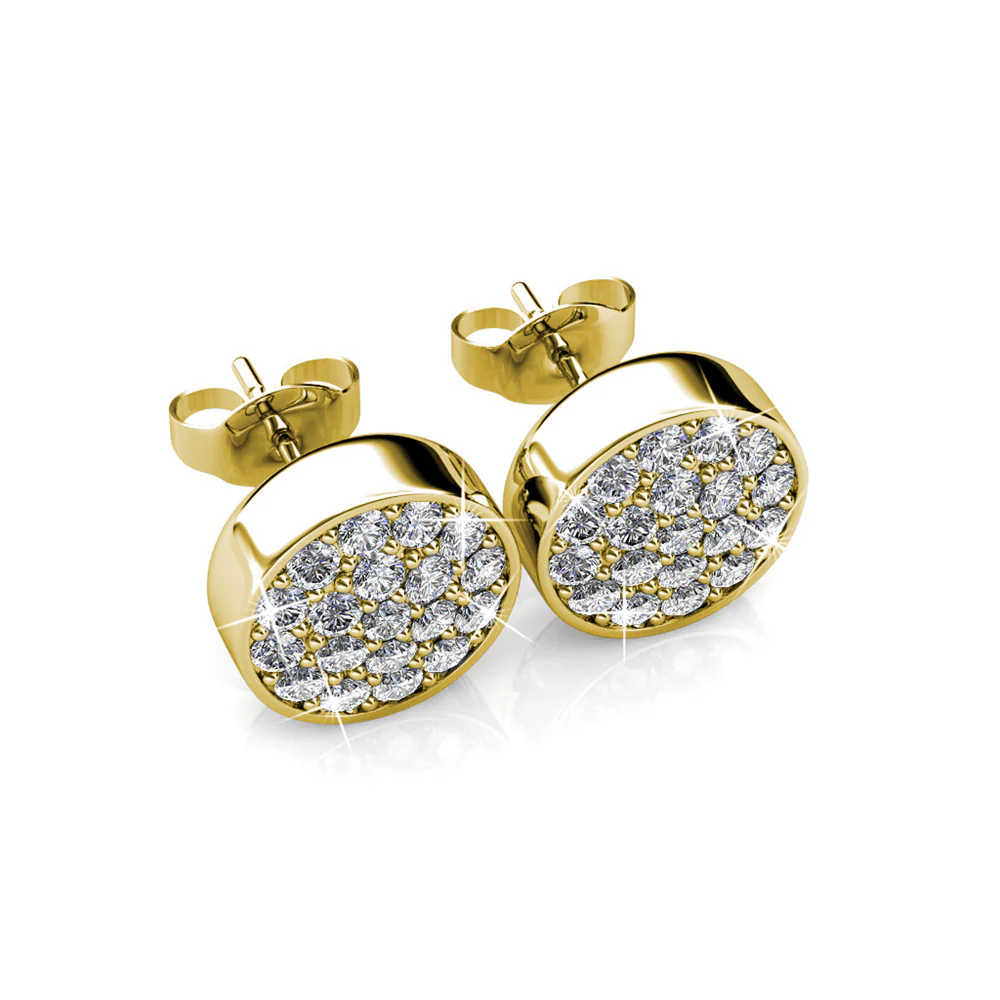 Nelly 18k White Gold Plated Pave Stud Earrings with Swarovski Crystals - Image 10
