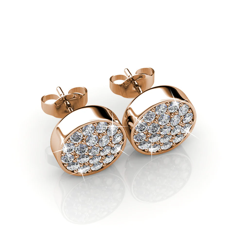 Nelly 18k White Gold Plated Pave Stud Earrings with Swarovski Crystals - Image 13