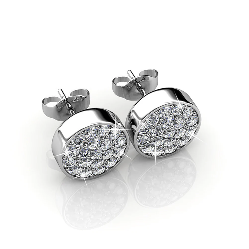 Nelly 18k White Gold Plated Pave Stud Earrings with Swarovski Crystals - Image 7