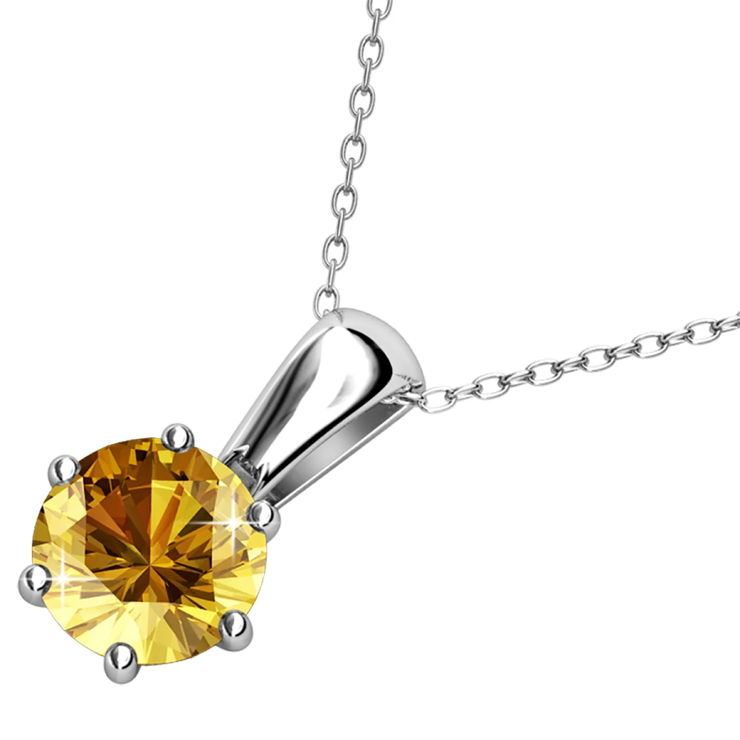 November Birthstone Citrine Necklace 18k White Gold Plated Solitaire Necklace with 1CT Swarovski Crystal - Image 5