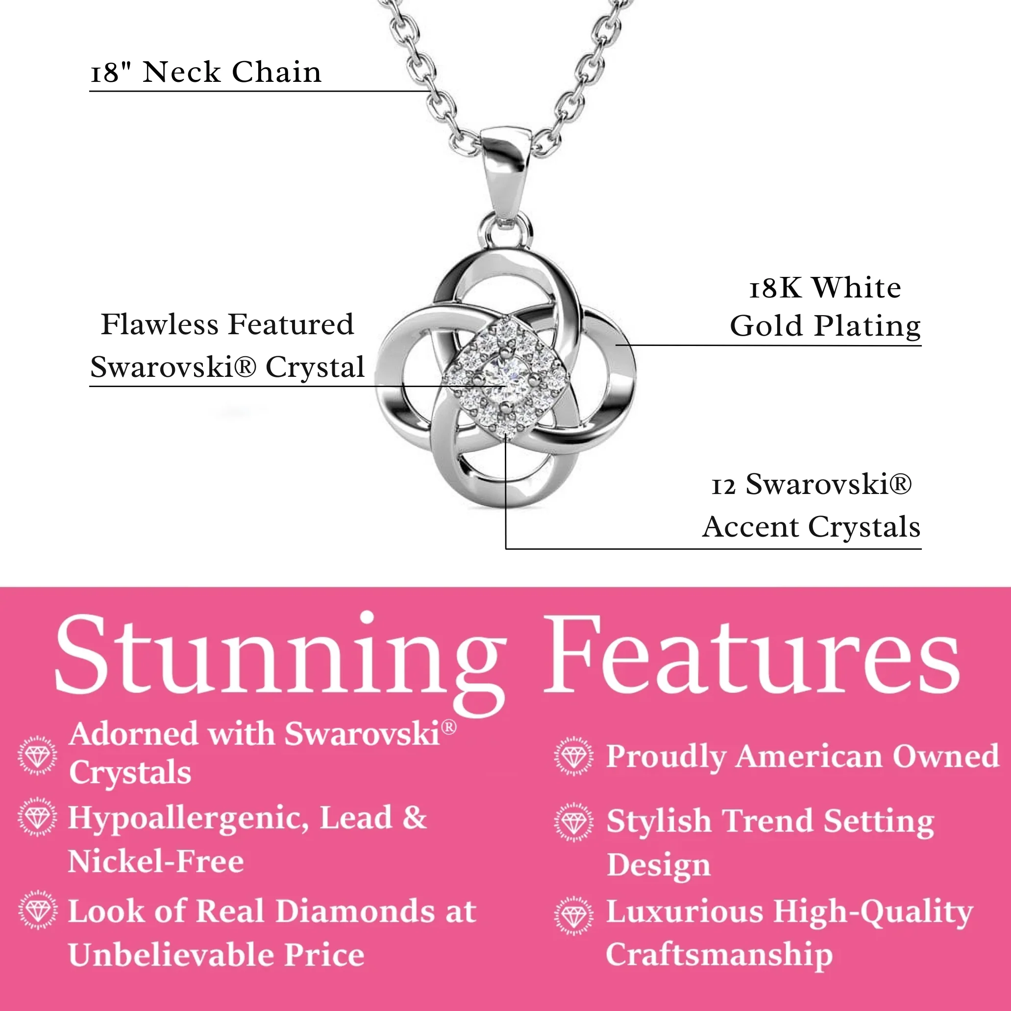 Nyssa 18k White Gold Plated Flower Pendant Necklace with Swarovski Crystals & Heartfelt Message for Daughter - Image 4