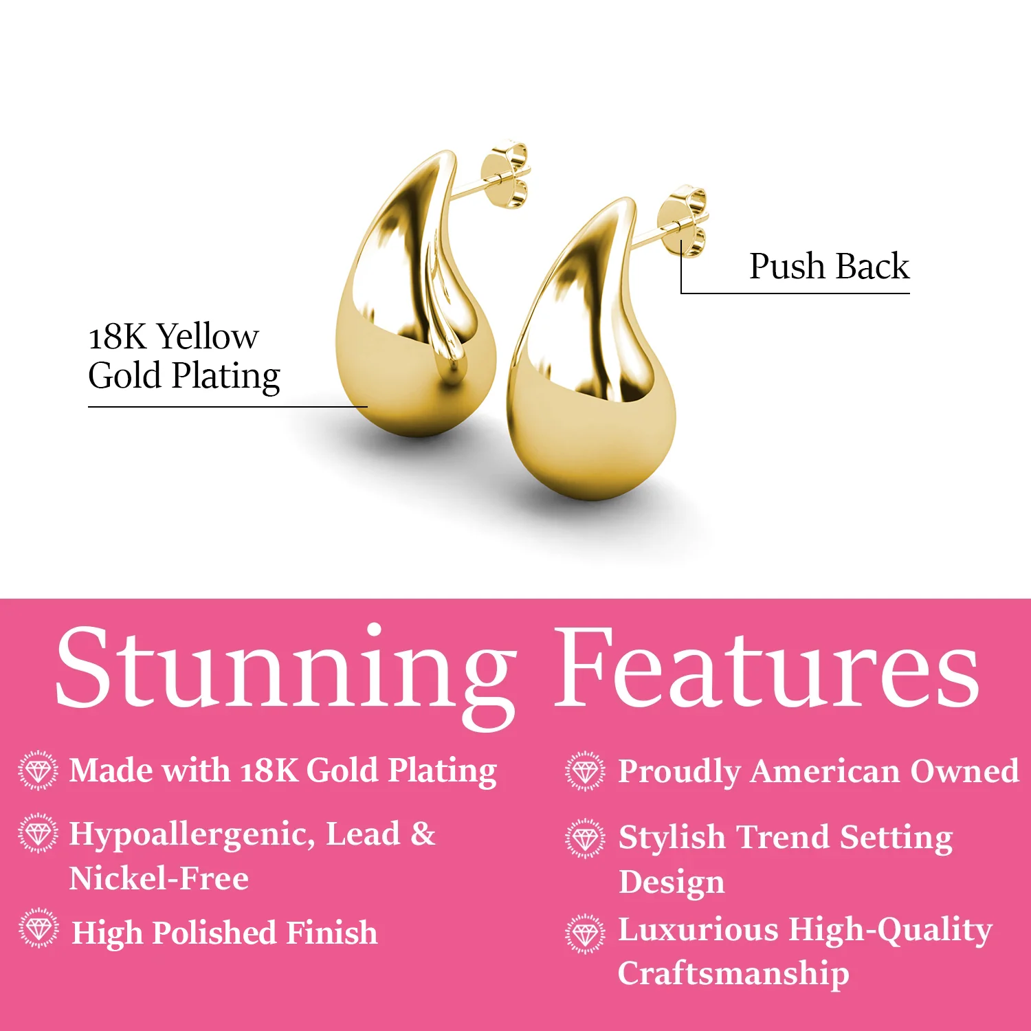 Olive 18k White Gold Plated Teardrop Stud Earrings - Image 12