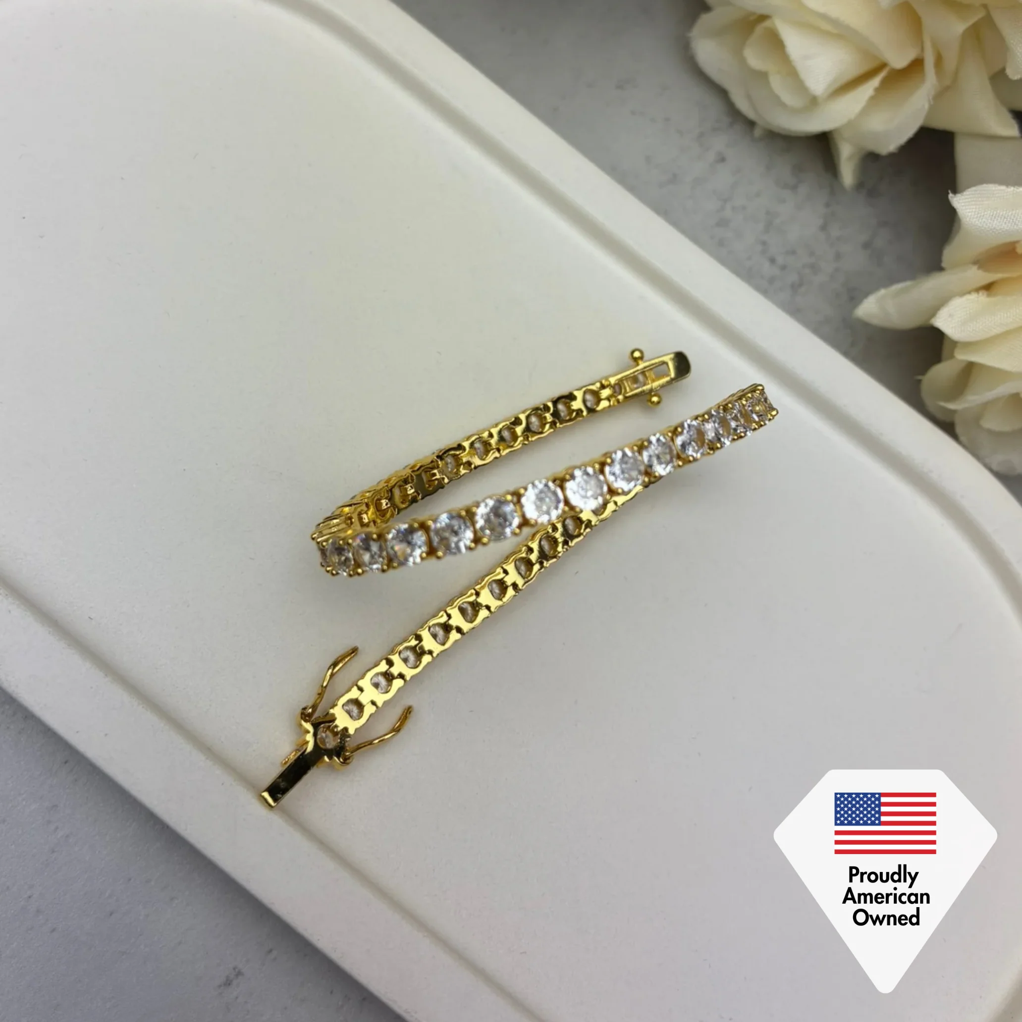 Olivia 18k White Gold Plated Tennis Bracelet with Simulated Diamond Crystals - Image 8