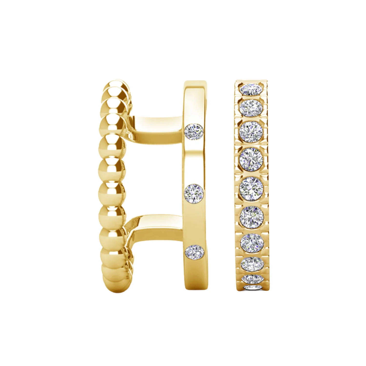 Sasha and Gloria 18k White Gold Plated 10mm Hoop Ear Cuffs with Swarovski Crystals (Set of 2) - Image 10
