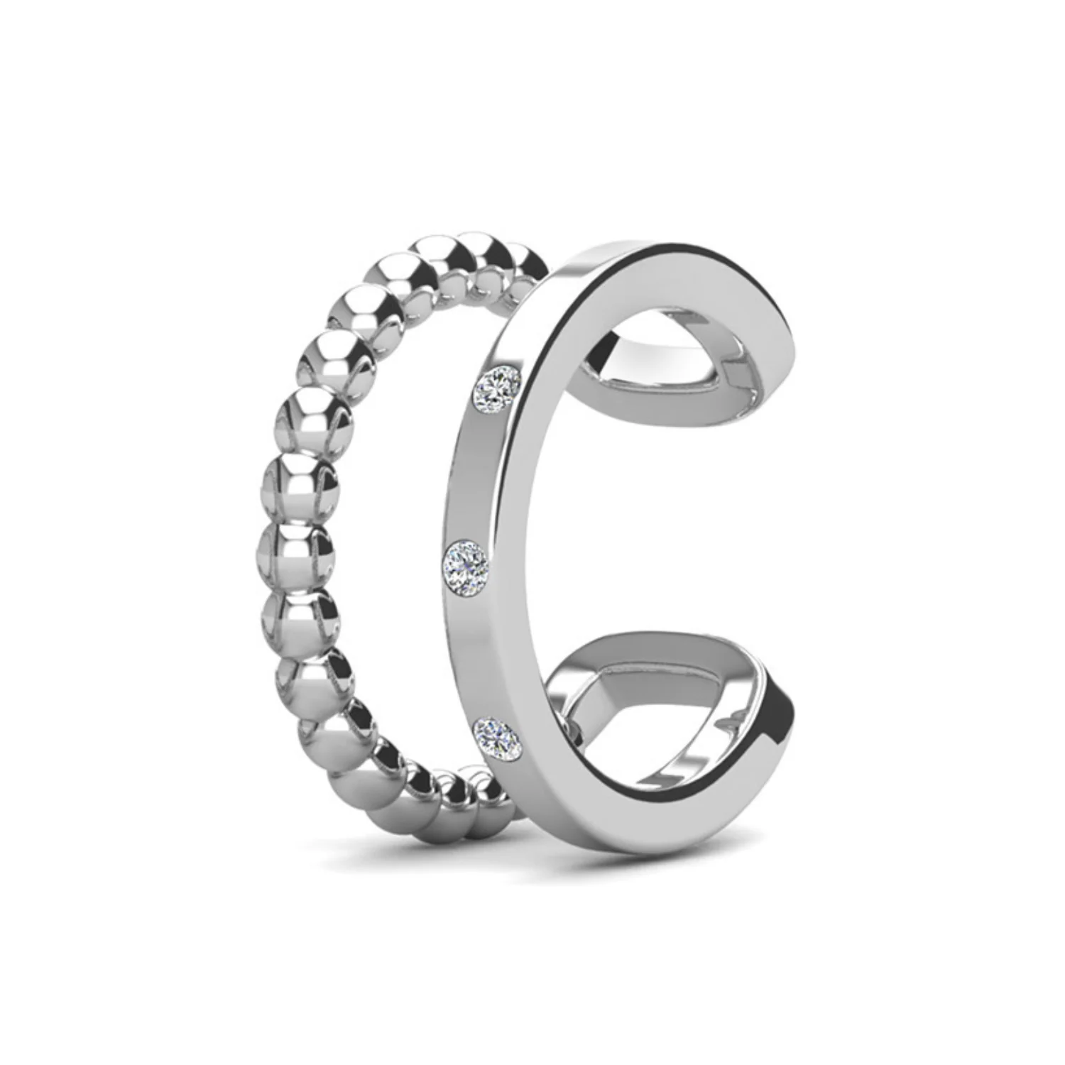 Sasha and Gloria 18k White Gold Plated 10mm Hoop Ear Cuffs with Swarovski Crystals (Set of 2) - Image 7