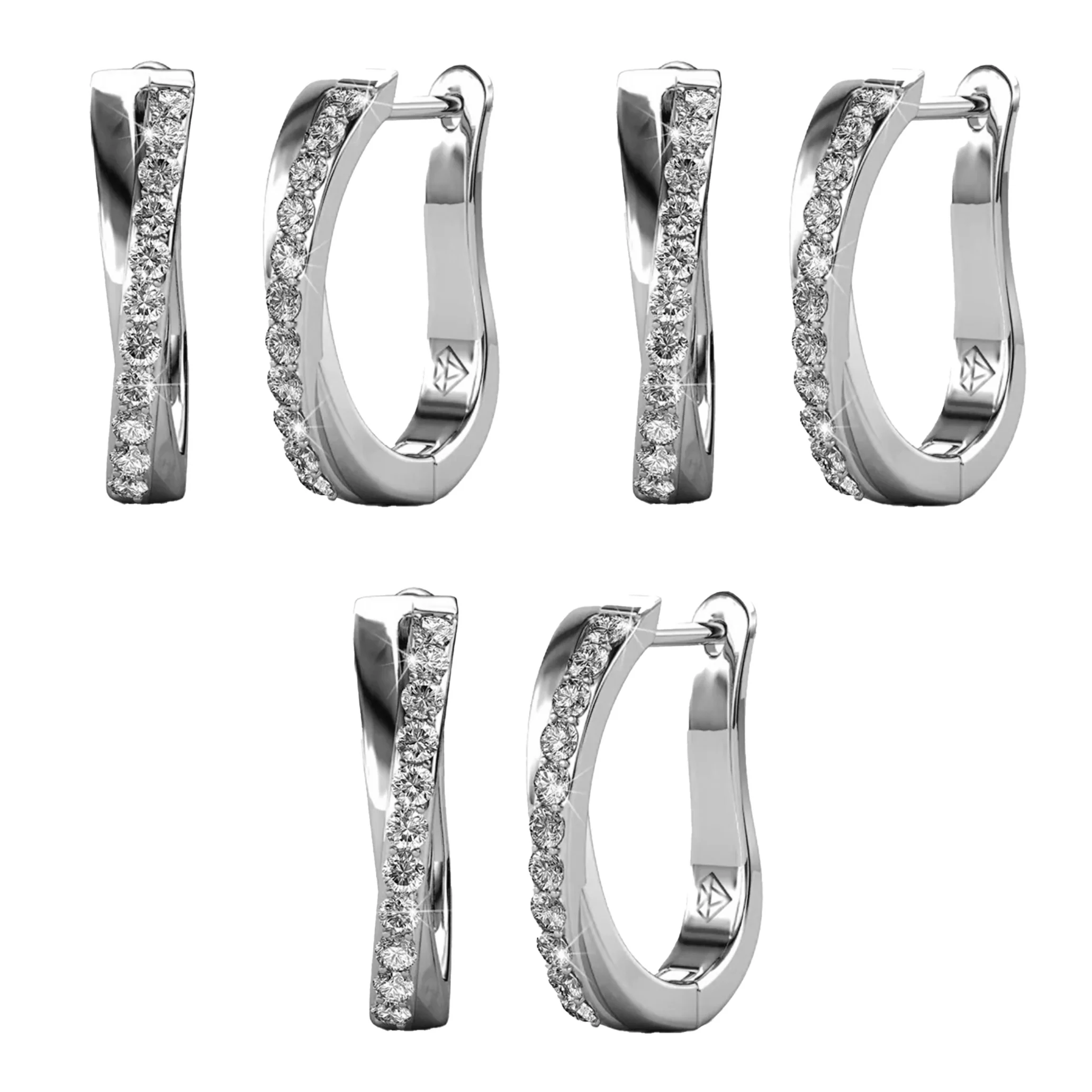 Amaya 18k Gold Plated 16mm Hoop Earrings with Swarovski Crystals (3 Pair Set) - Image 8