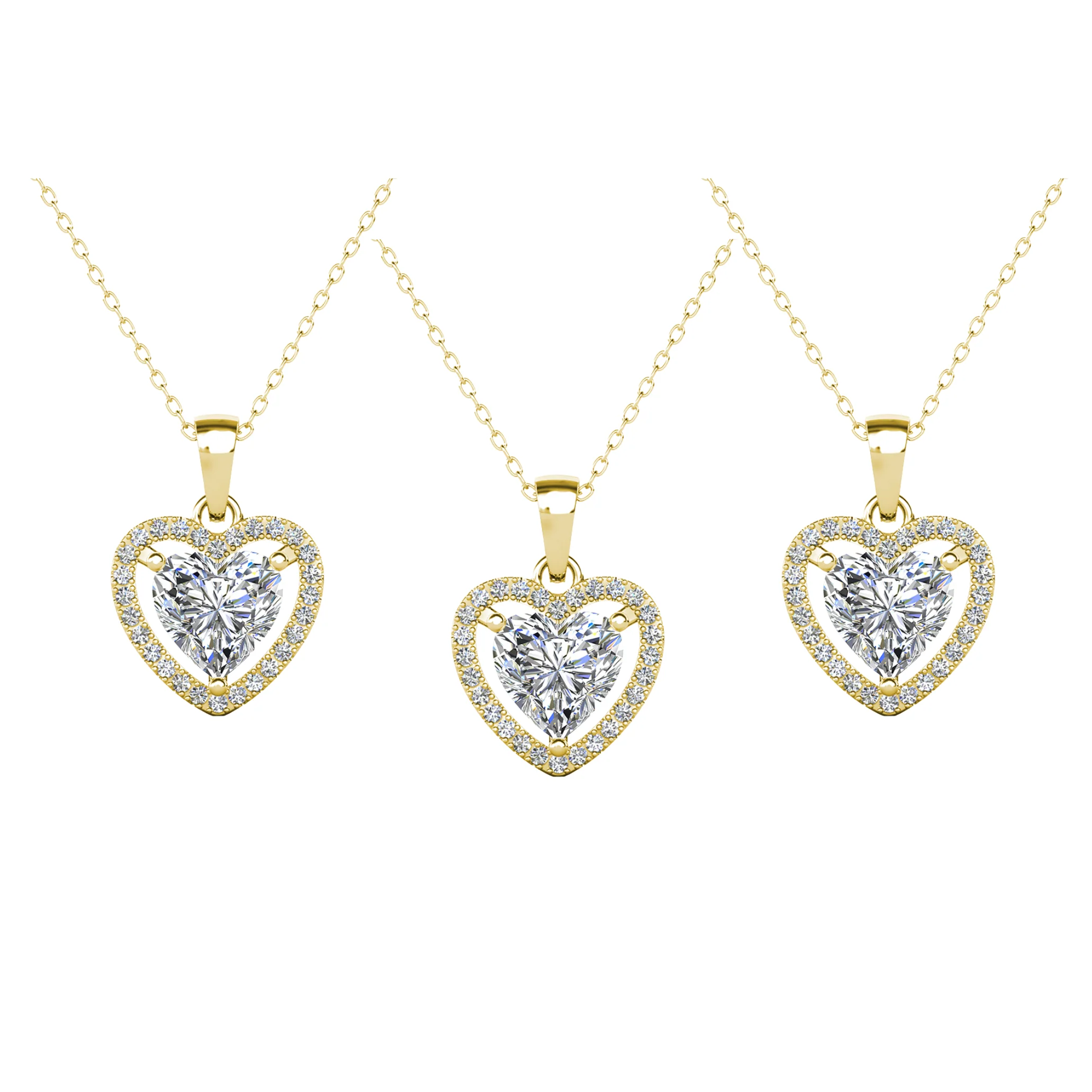 Amora 18k White Gold Plated Halo Heart Pendant Necklace with Simulated Diamond Crystals - Image 19
