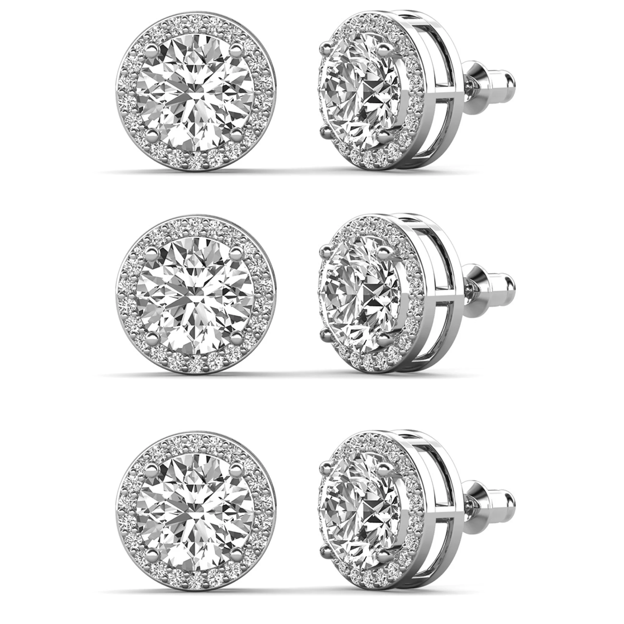 Ariel 18k Gold Plated Stud Earrings with Simulated Diamond Crystals (3 Pair Set) - Image 8