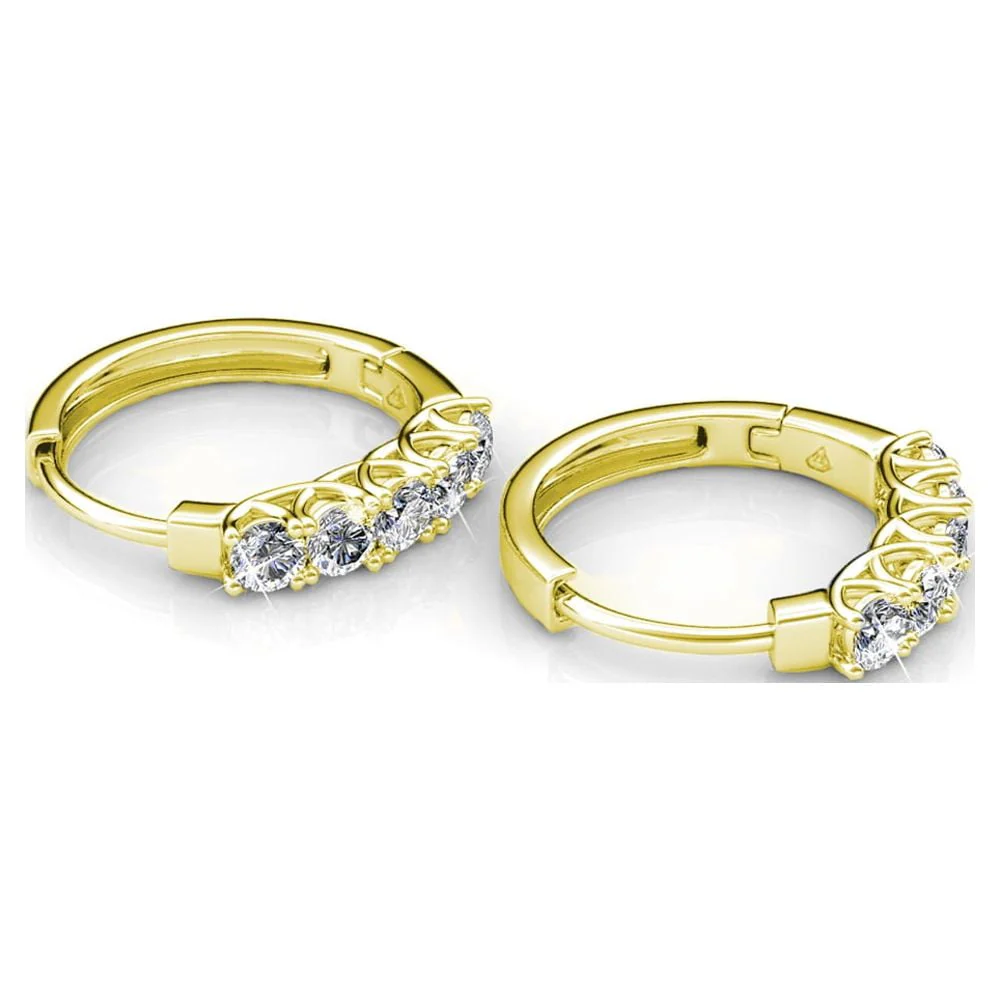 Bethany 18k Gold Plated 15mm Hoop Earrings with Swarovski Crystals (3 Pair Set) - Image 14