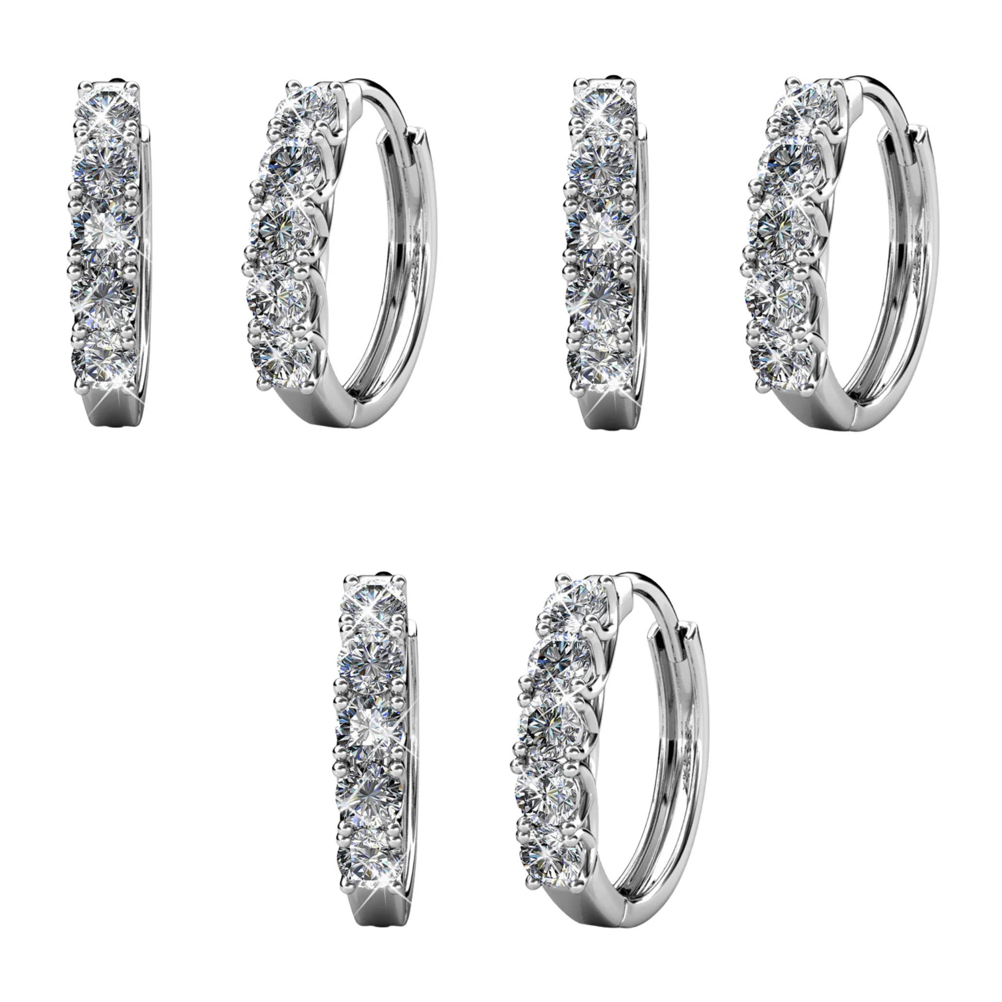 Bethany 18k Gold Plated 15mm Hoop Earrings with Swarovski Crystals (3 Pair Set) - Image 8
