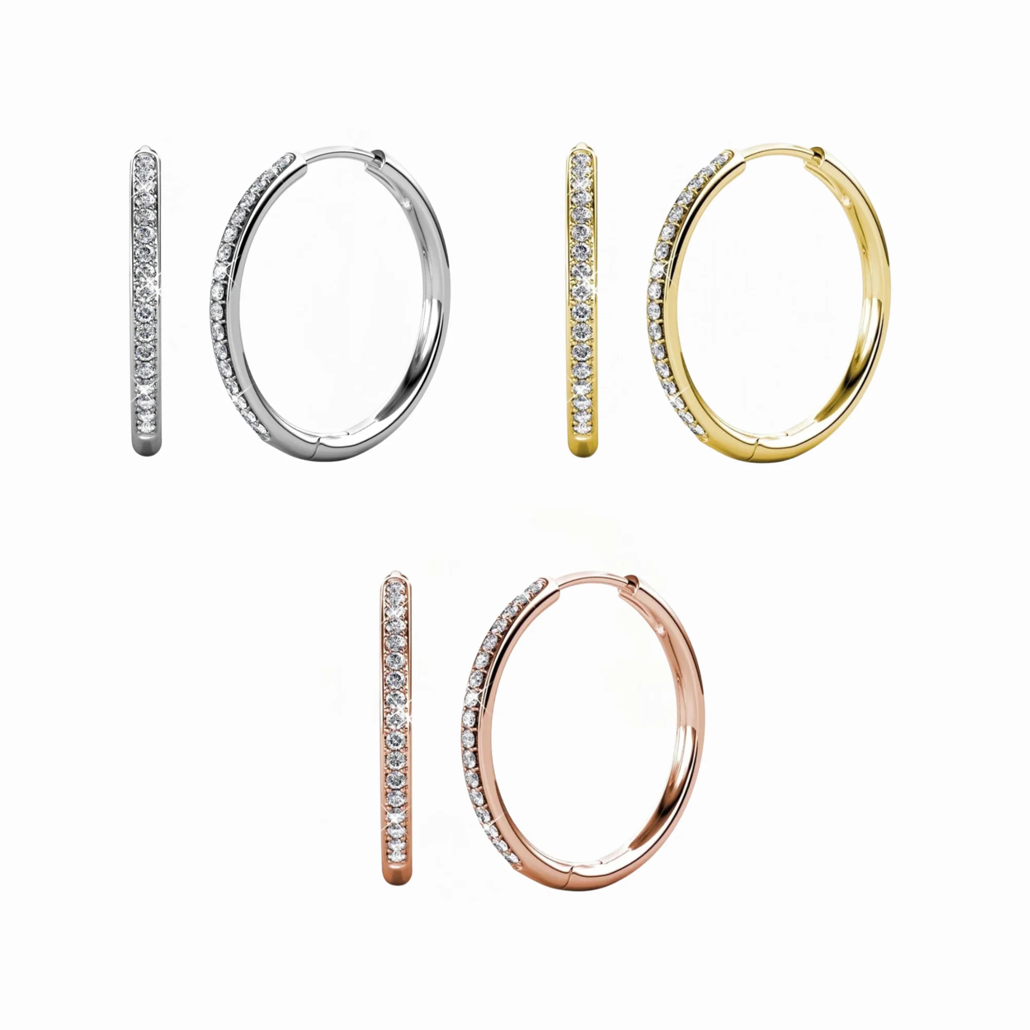 Bianca 18k White Gold Plated 25mm Silver Hoop Earrings with Swarovski Crystals - Image 22