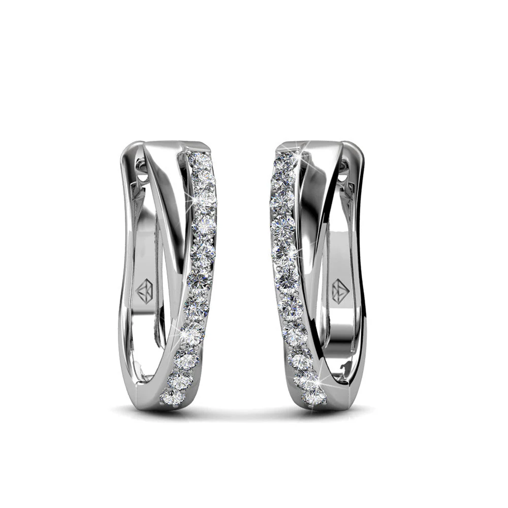 Bianca, Bethany, Amaya 18k White Gold Plated Hoop Earrings with Swarovski Crystals (3 Pair Set) - Image 11