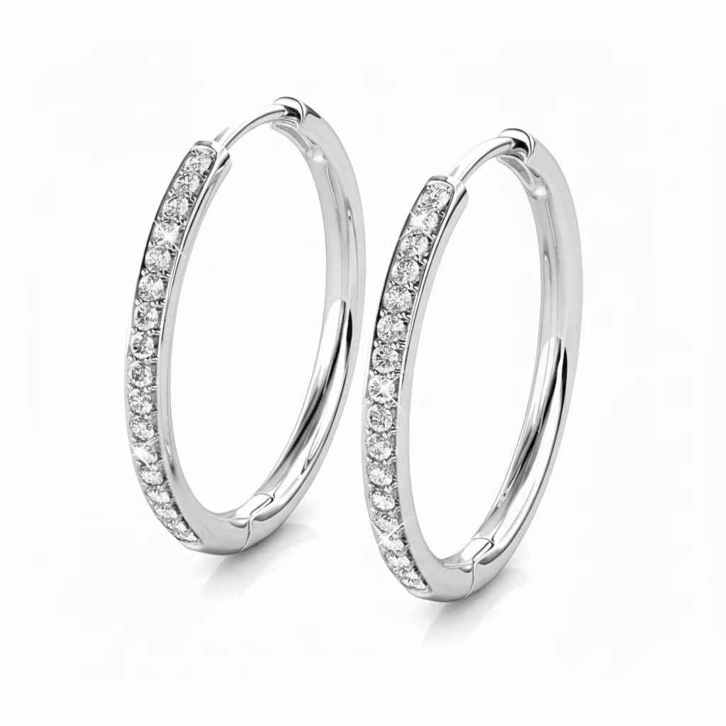 Bianca, Bethany, Amaya 18k White Gold Plated Hoop Earrings with Swarovski Crystals (3 Pair Set) - Image 9