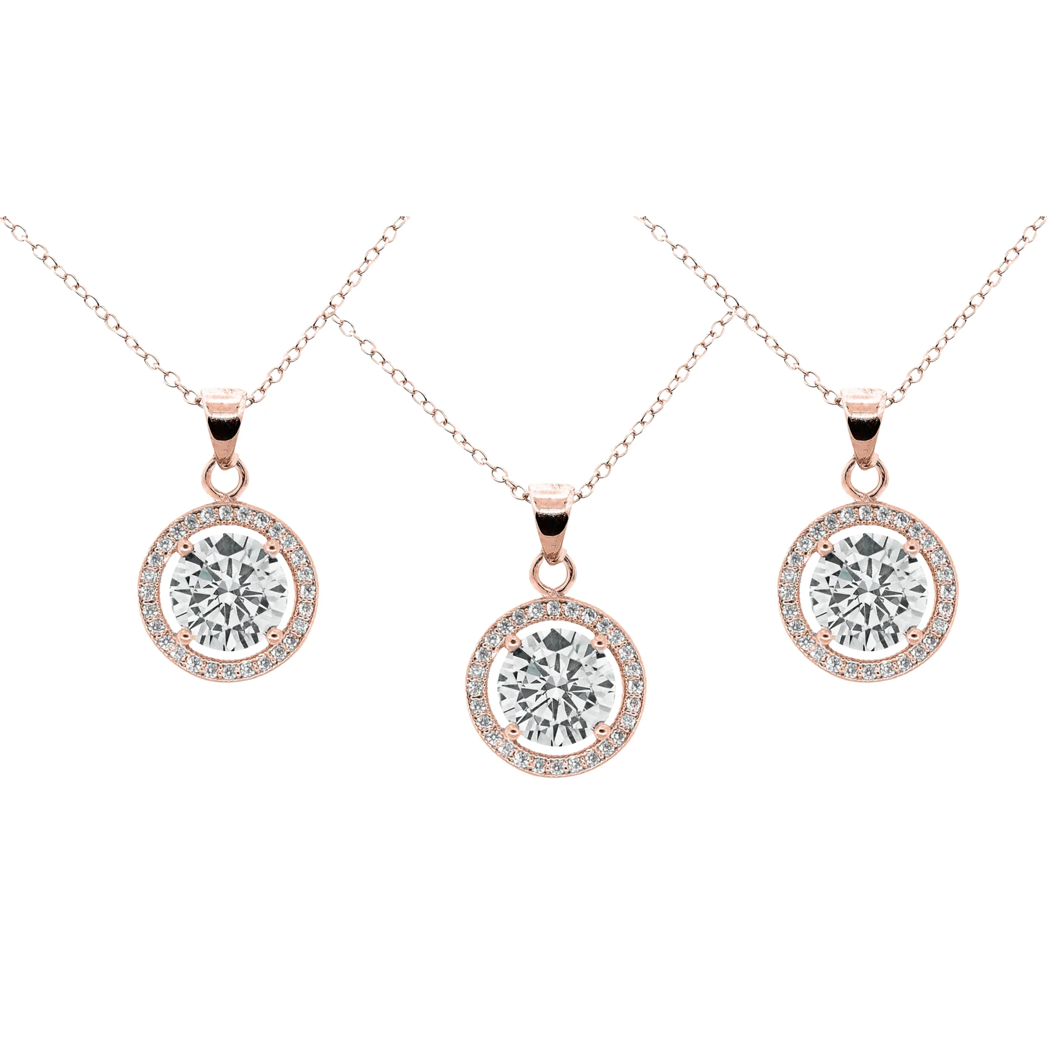 Blake 18k White Gold Plated Halo Pendant Necklace with Simulated Diamond Crystals - Image 21