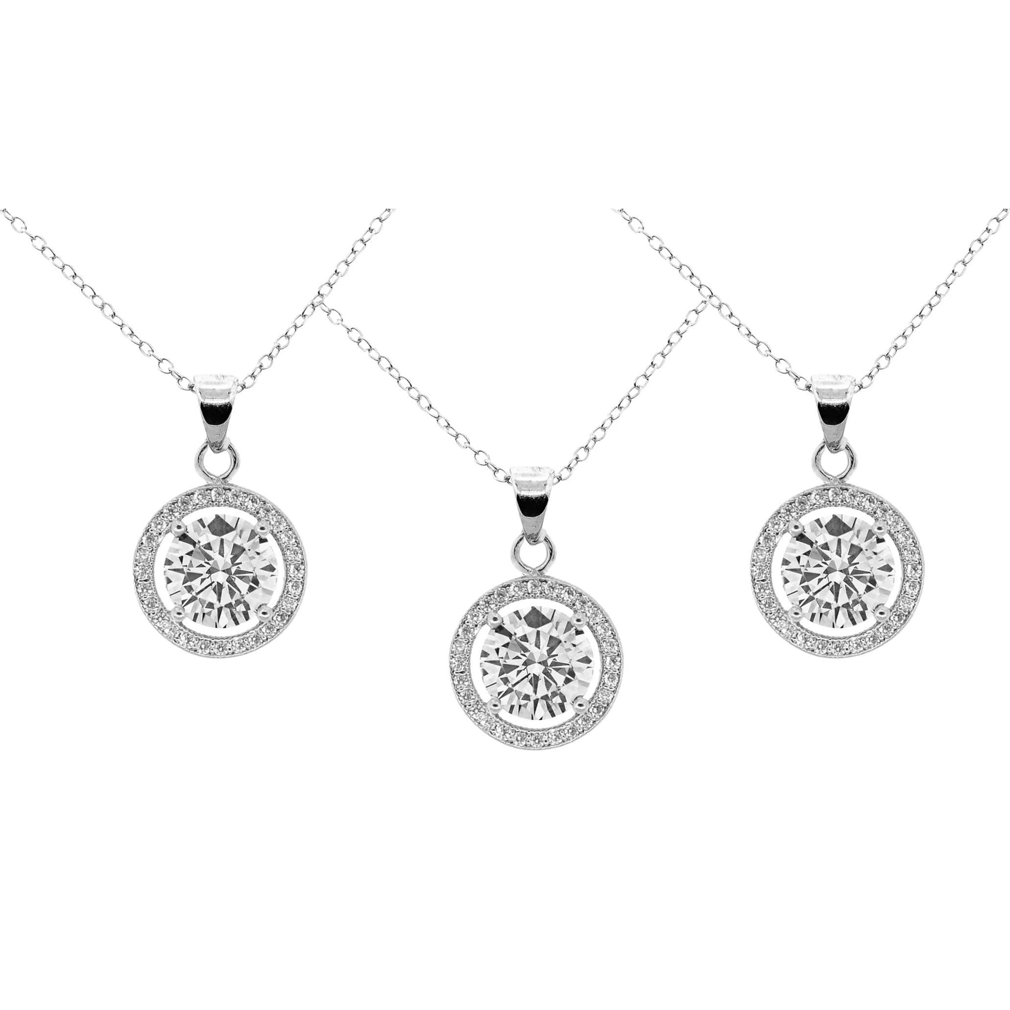 Blake 18k White Gold Plated Halo Pendant Necklace with Simulated Diamond Crystals - Image 19
