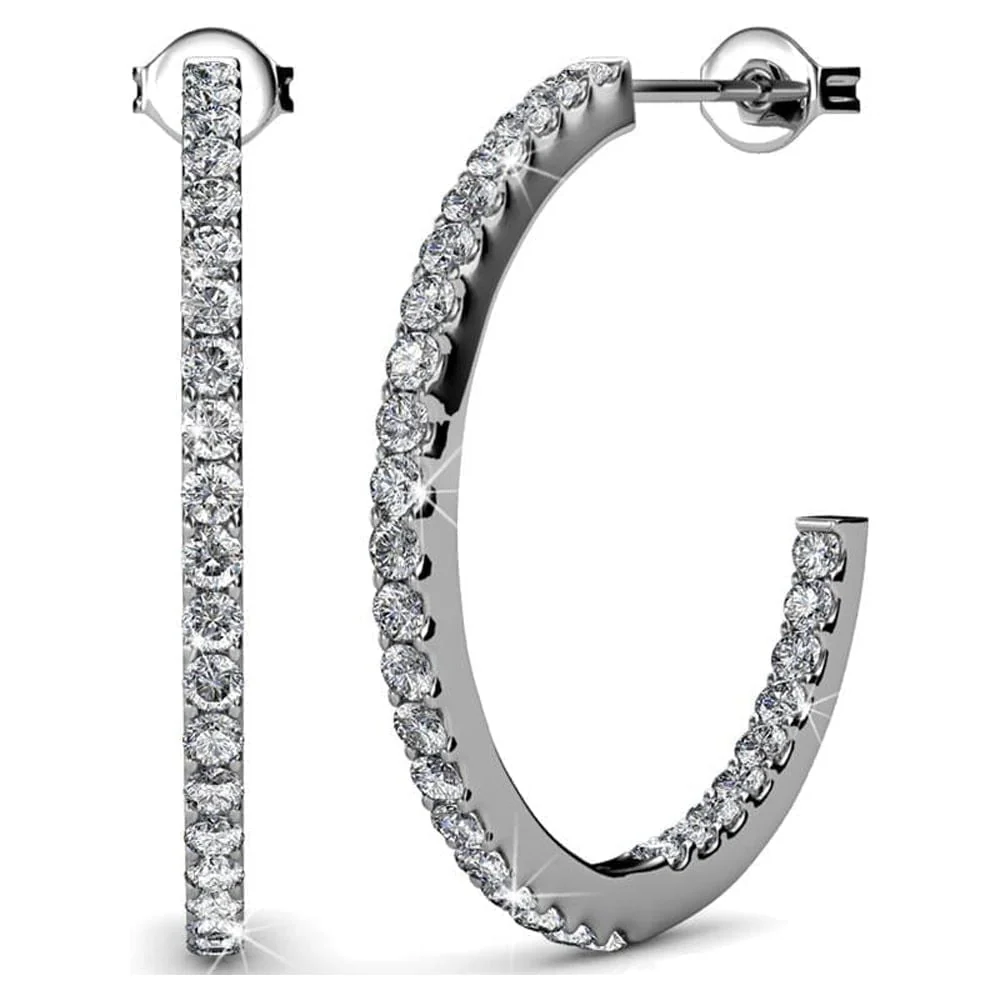 Giselle, Amaya, Rosalyn Hoops White Gold Plated Earrings for Women (3 Pair Set) - Image 11
