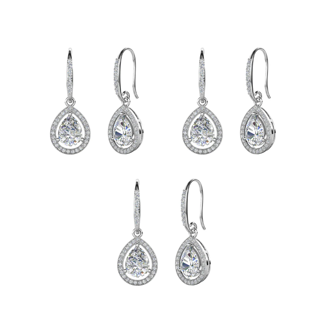 Isabel 18k Gold Plated Dangle Teardrop Earrings with Simulated Diamond Crystals (3 Pair Set) - Image 8
