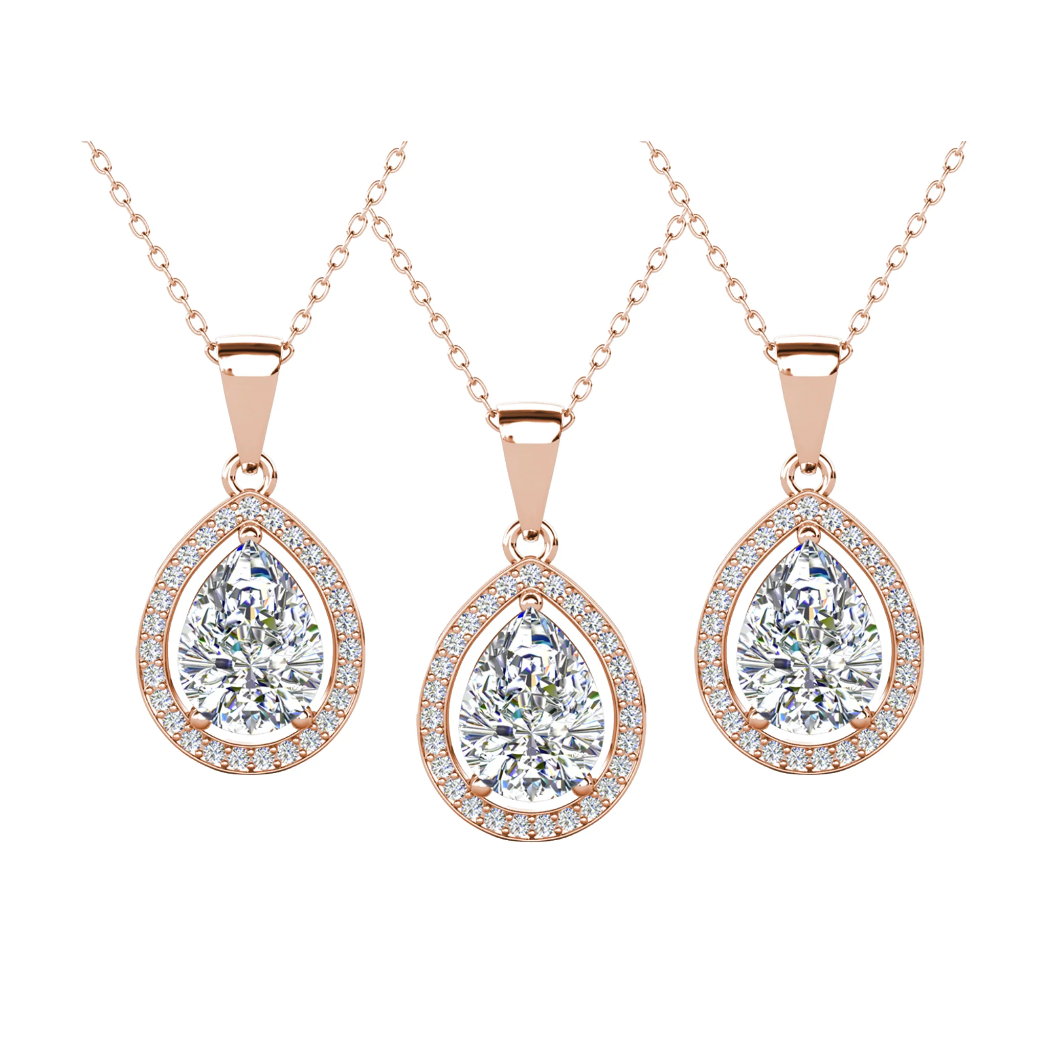 Isabel 18k White Gold Plated Halo Teardrop Necklace with Simulated Diamond Crystal - Image 20