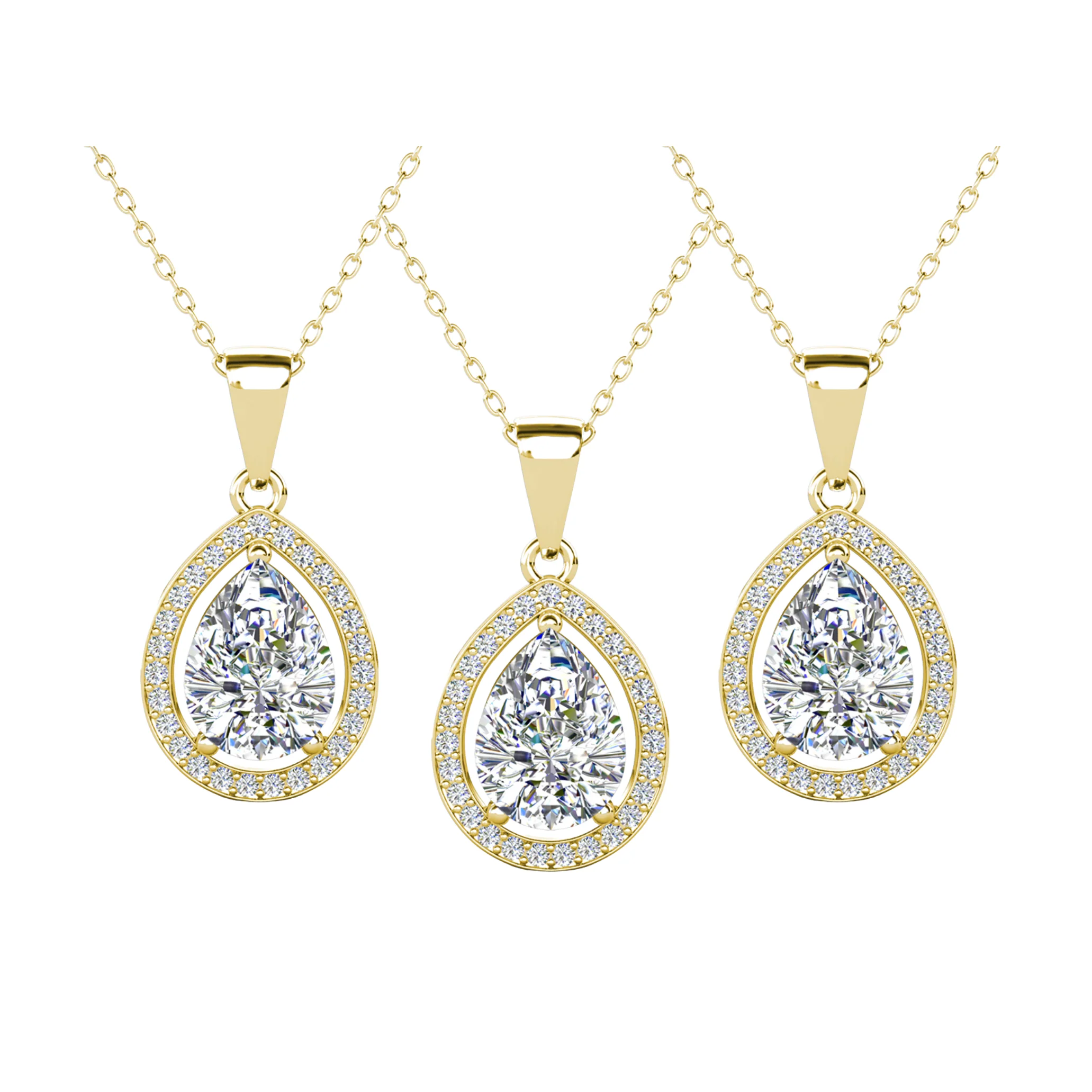 Isabel 18k White Gold Plated Halo Teardrop Necklace with Simulated Diamond Crystal - Image 19