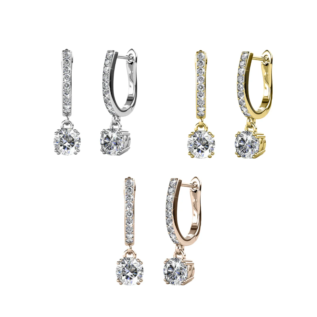 McKenzie 18k Gold Plated Dangle Earrings with Swarovski Crystals (3 Pair Set)